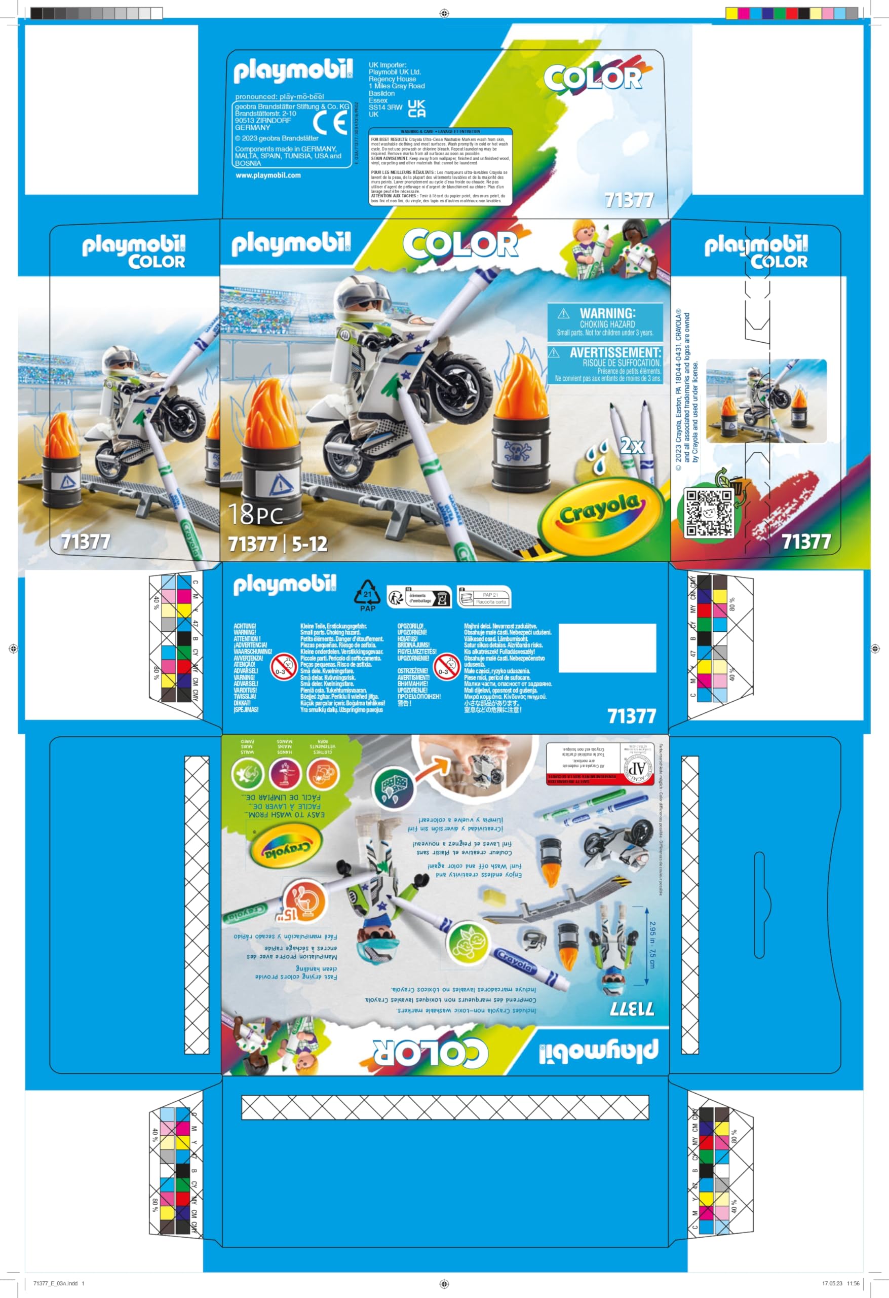 Playmobil Funstars Color 71377 Moto da Corsa Gioco 18 Pezzi 5+ Anni