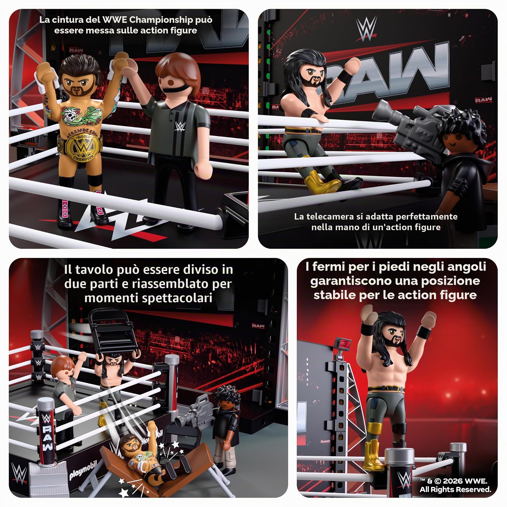 Playmobil WWE 71956 RAW Ring con CM Punk e Rollins