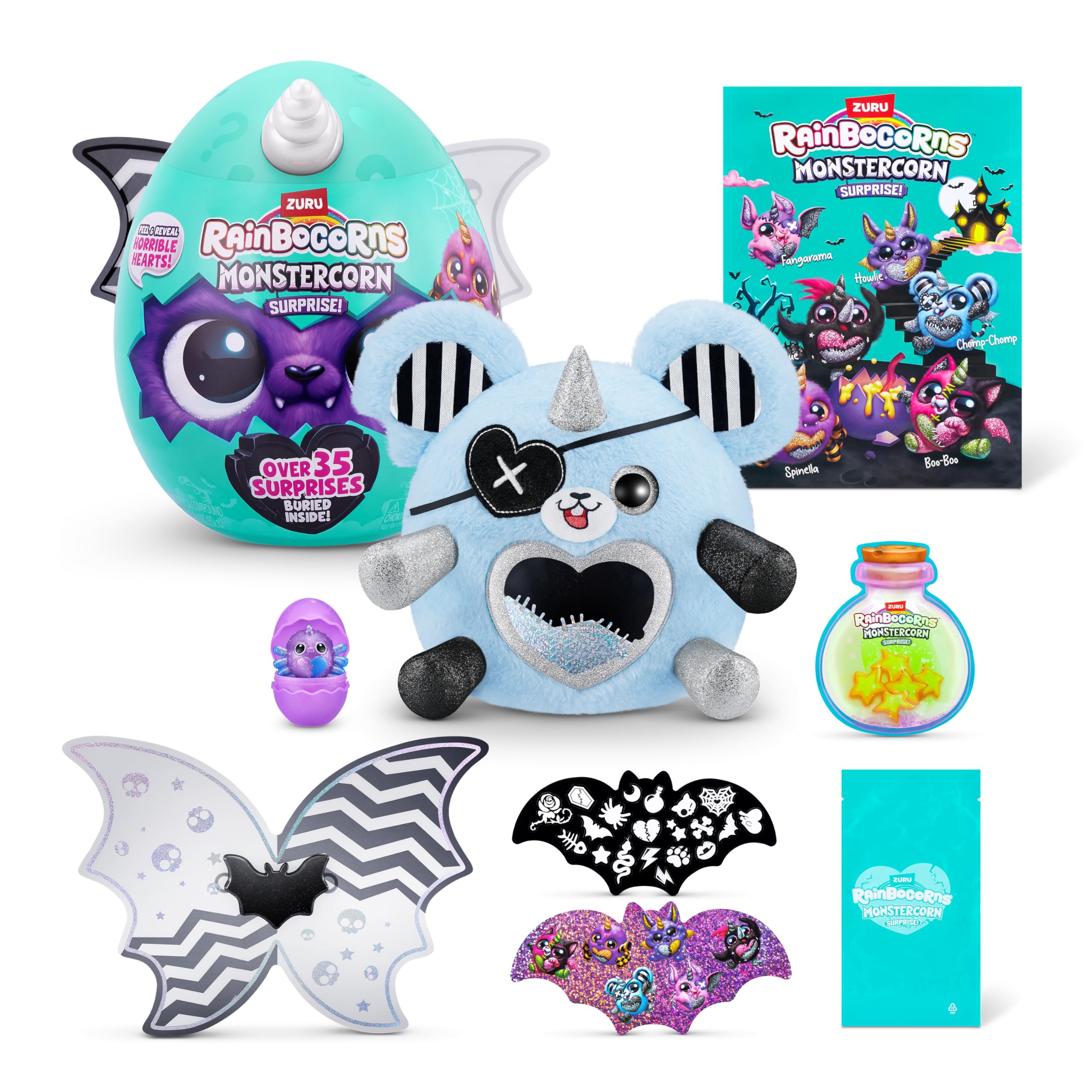 Rainbocorns Monstercorn Surprise peluche Raven corvo