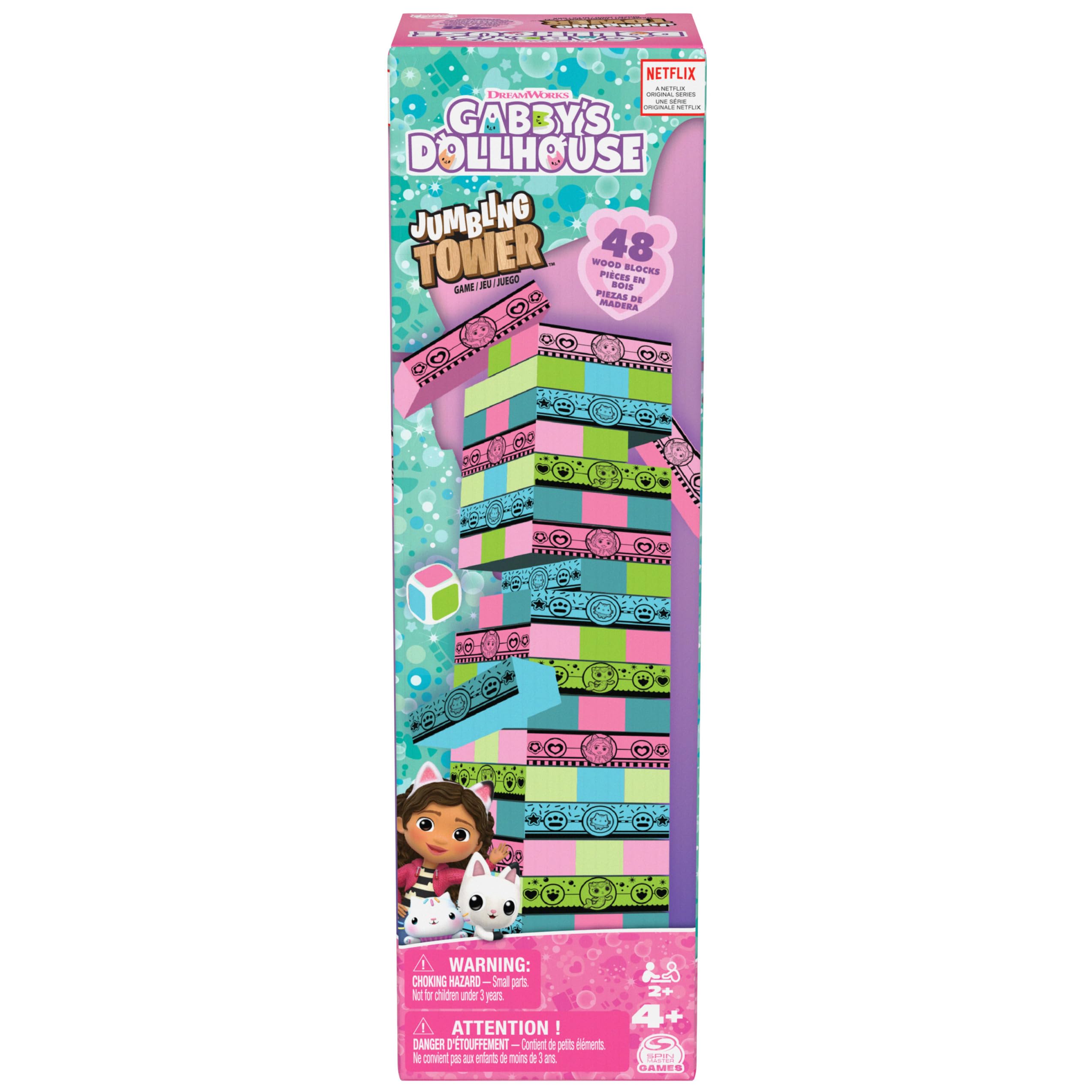 Gabby Jumbling Tower gioco blocchi legno 48 pezzi dado