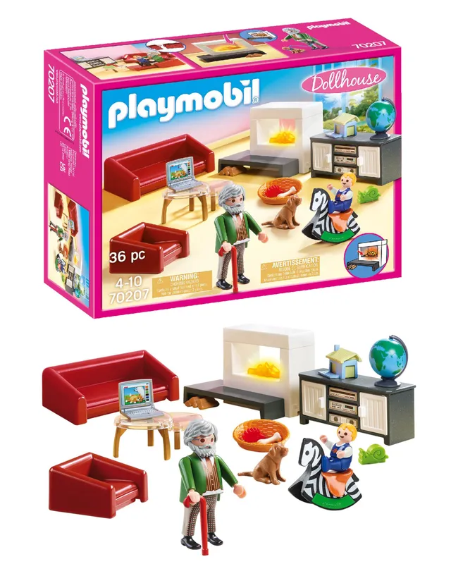 Playmobil Dollhouse 70207 soggiorno con camino playset 36 pezzi