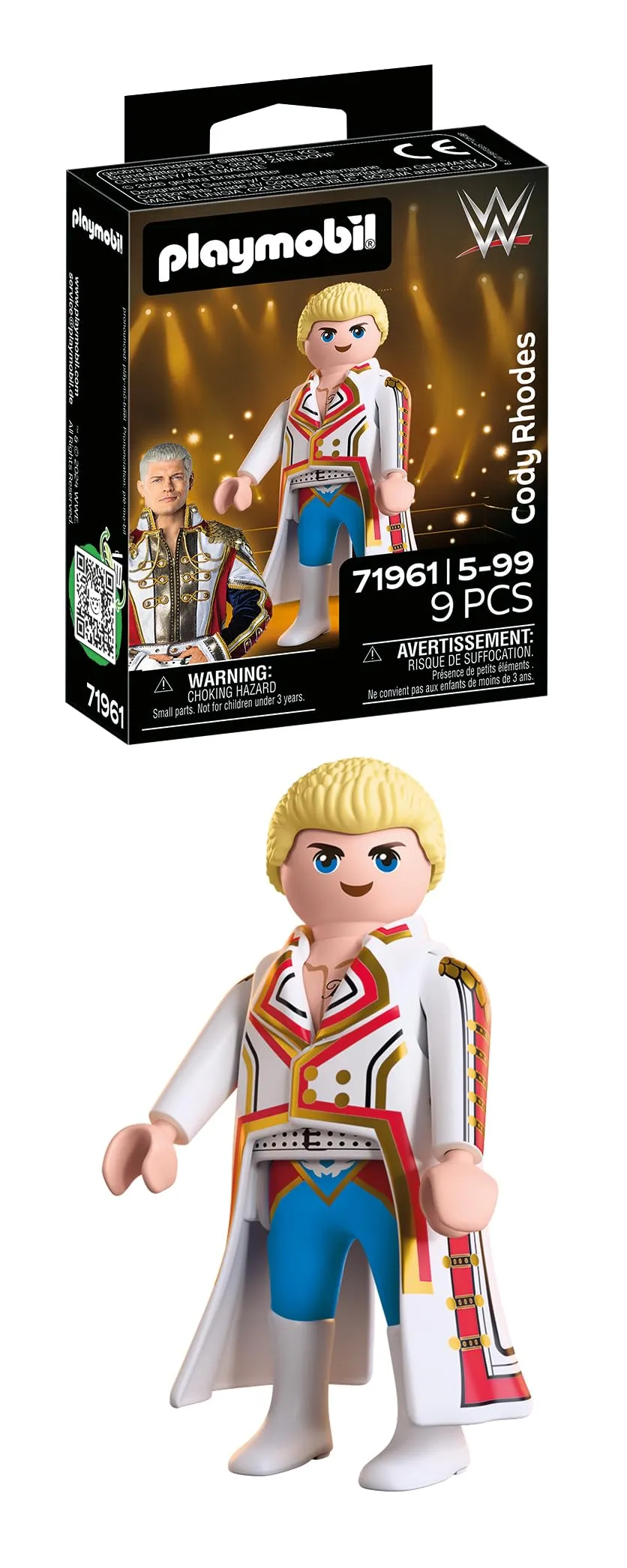 PLAYMOBIL WWE Cody Rhodes 71961 action figure mantello bianco