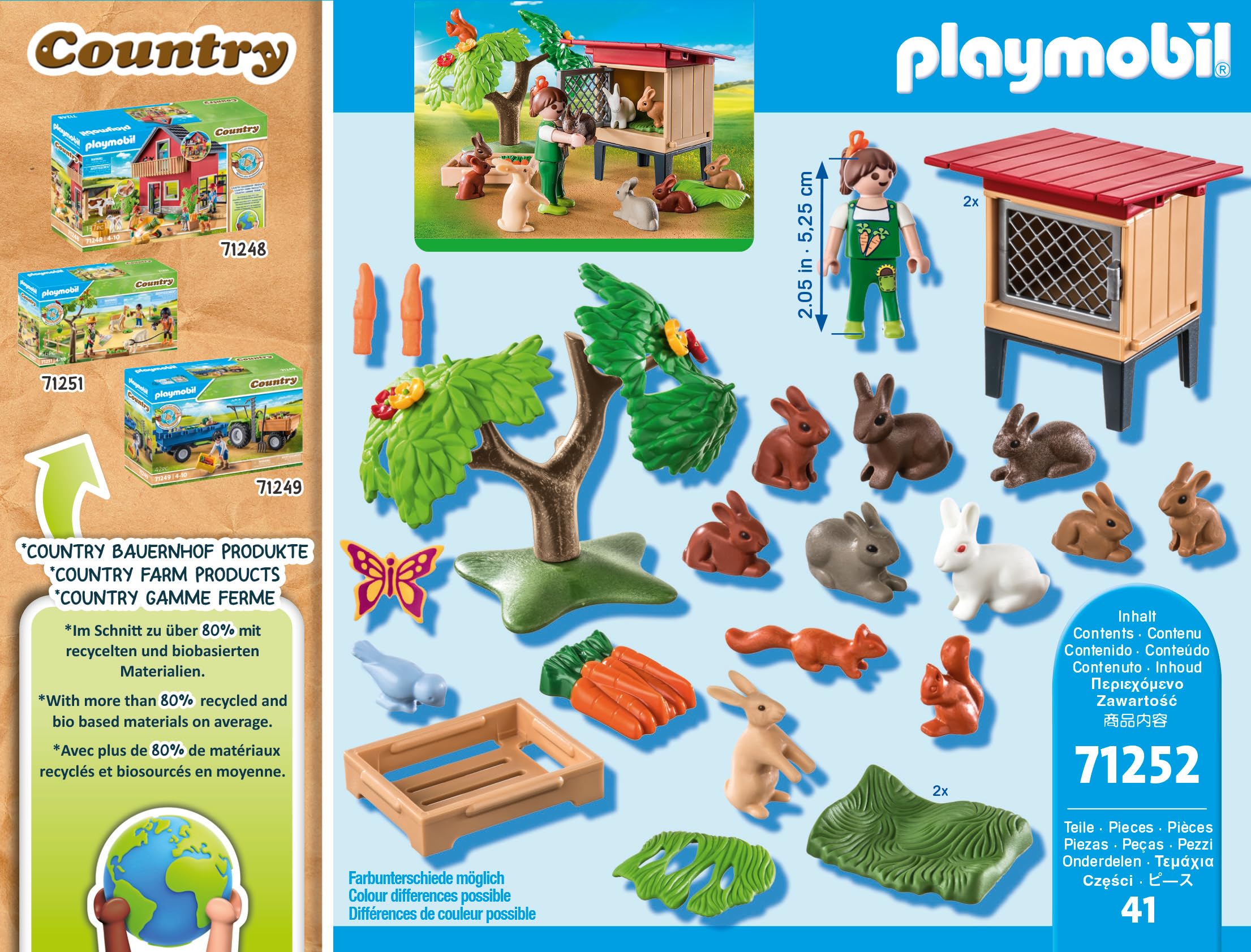 PLAYMOBIL Country 71252 Recinto Conigli Giocattolo 41 Pezzi