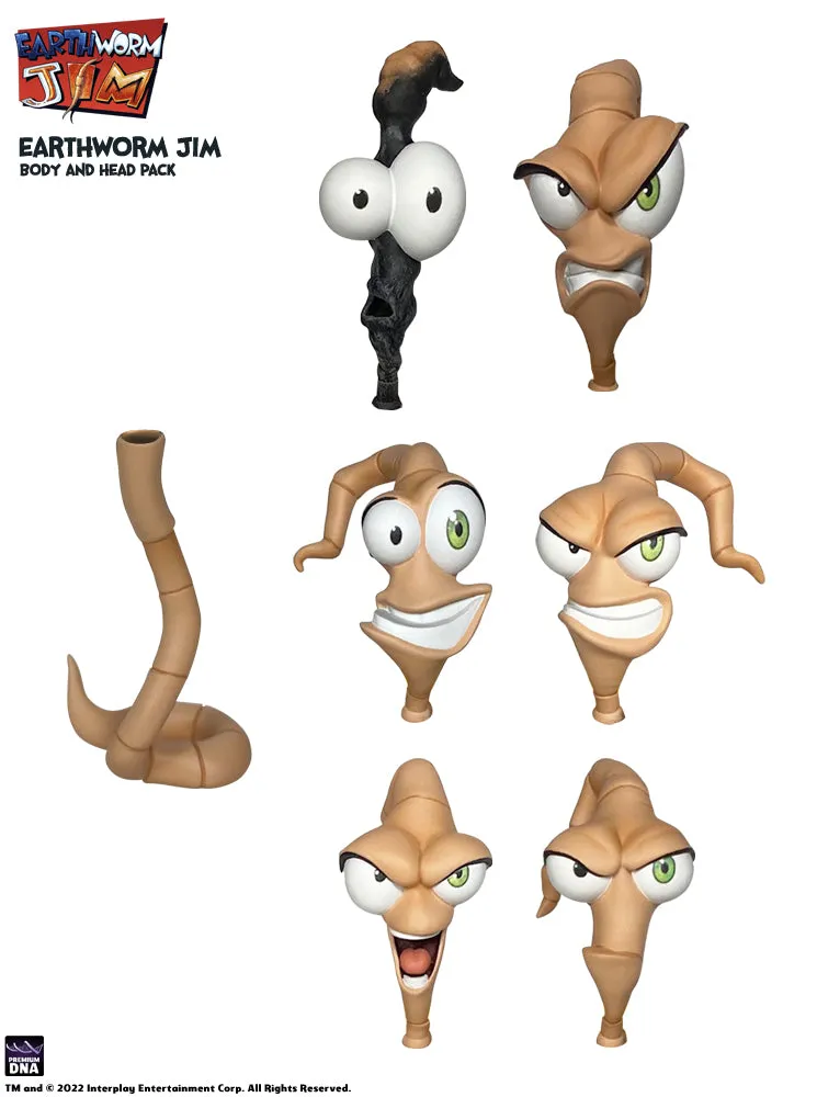 Premium DNA Earthworm Jim Worm Body Heads Pack action figure 5 teste