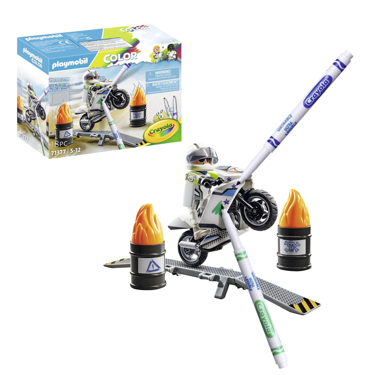 Playmobil Funstars Color 71377 Moto da Corsa Gioco 18 Pezzi 5+ Anni