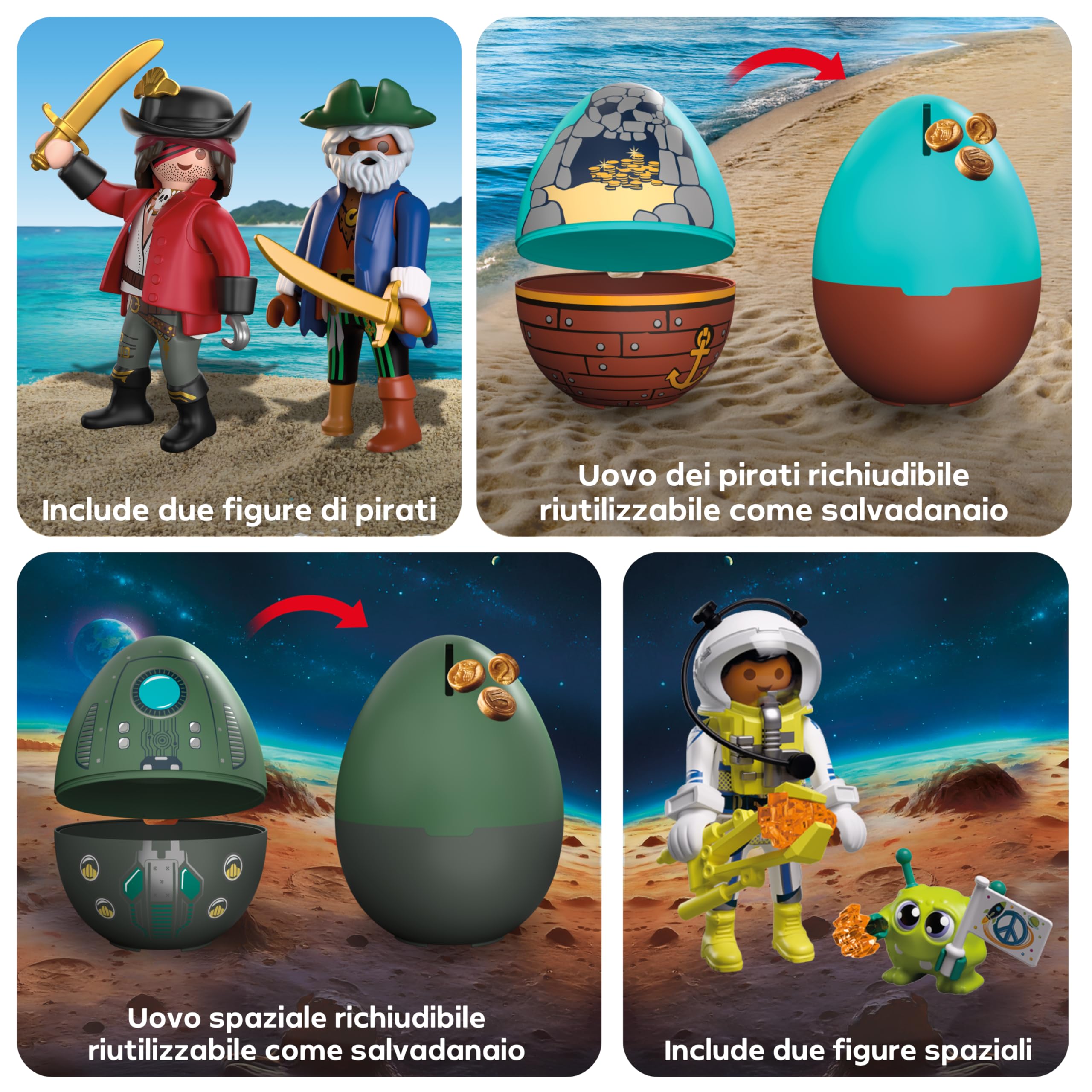 PLAYMOBIL Pirates 210447 uova a sorpresa pirati e spazio 2 pezzi