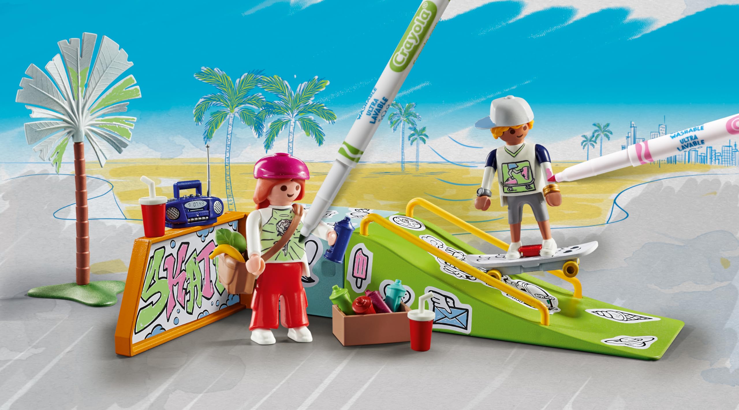 Playmobil Color 71515 skatepark da colorare con pennarelli 6 anni