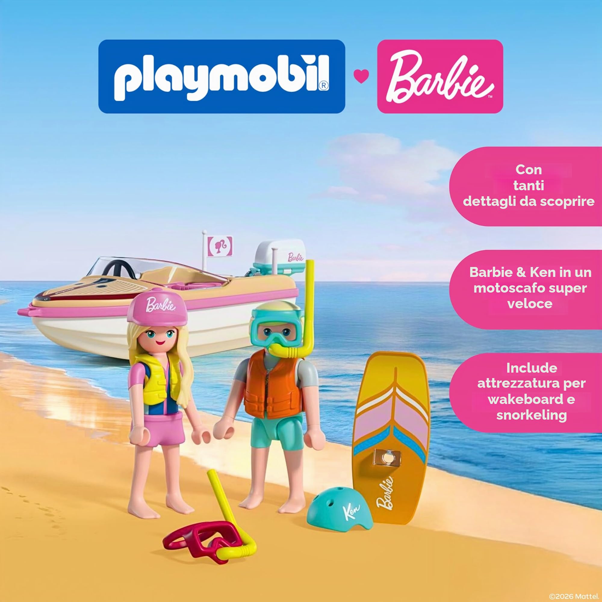 PLAYMOBIL Barbie Barca d'avventura motoscafo galleggiante wakeboard