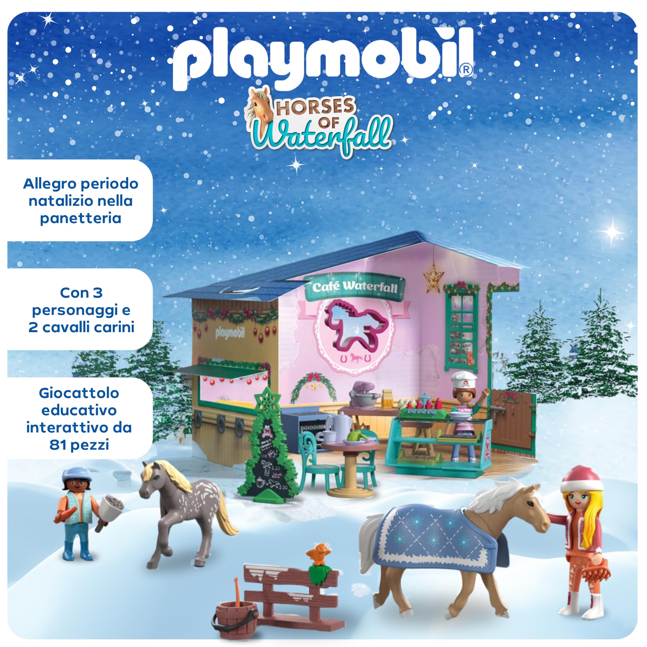 Playmobil Christmas Baking at Riding Café set statuine cavalli