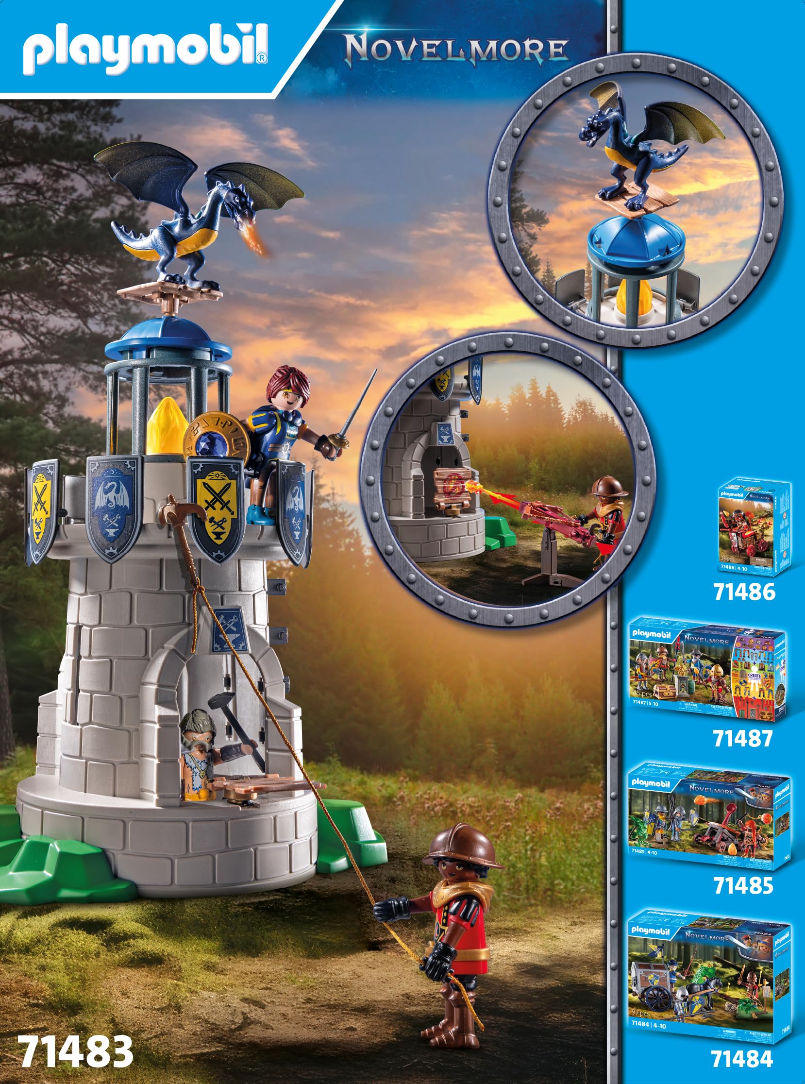PLAYMOBIL Novelmore 71483 Torre Cavalieri Giocattolo con Drago