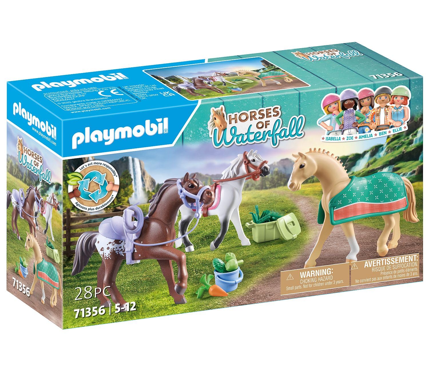 Playmobil Horses 71356 set 3 cavalli giocattolo con selle