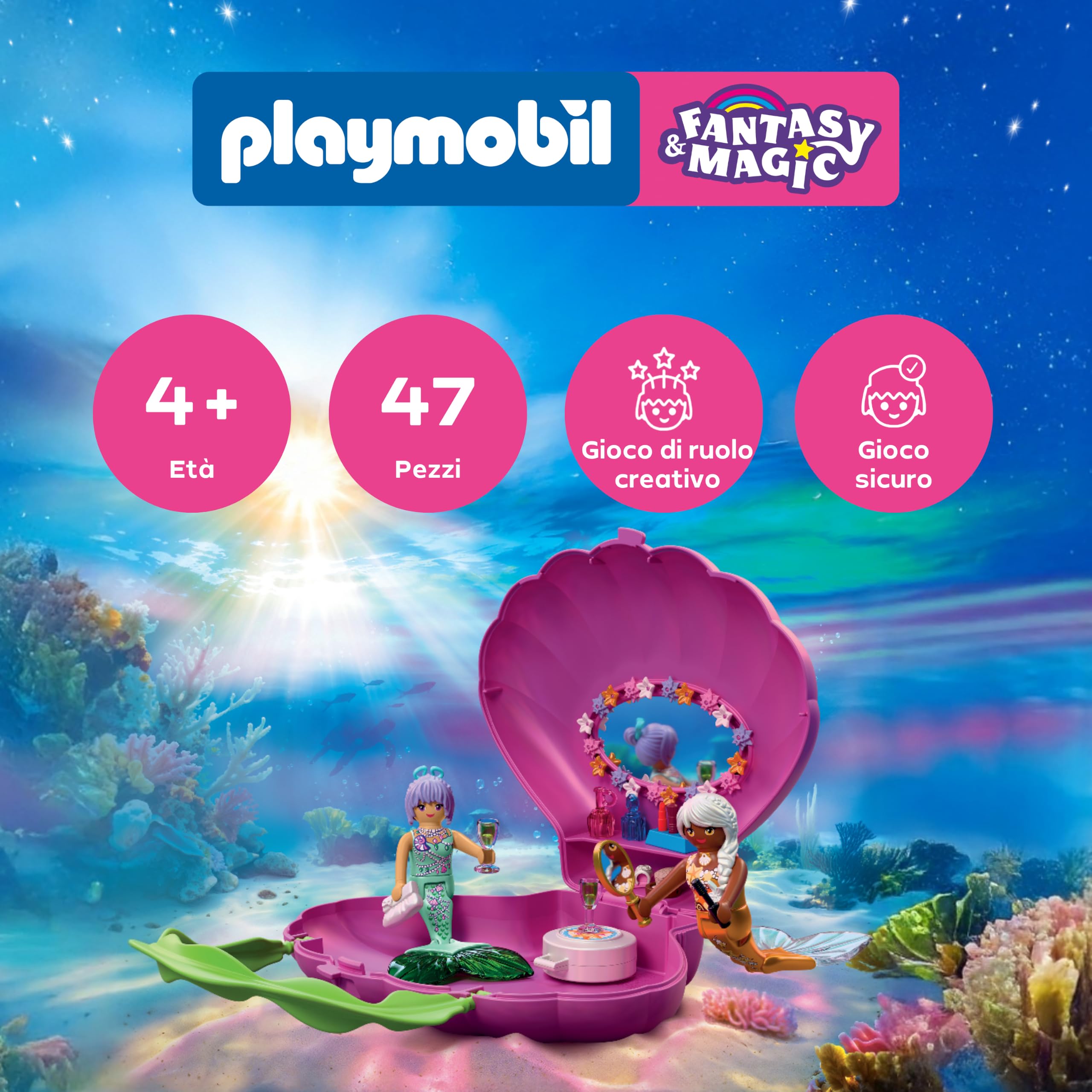 PLAYMOBIL Fantasy & Magic borsa conchiglia sirene 72105 con 2 figure