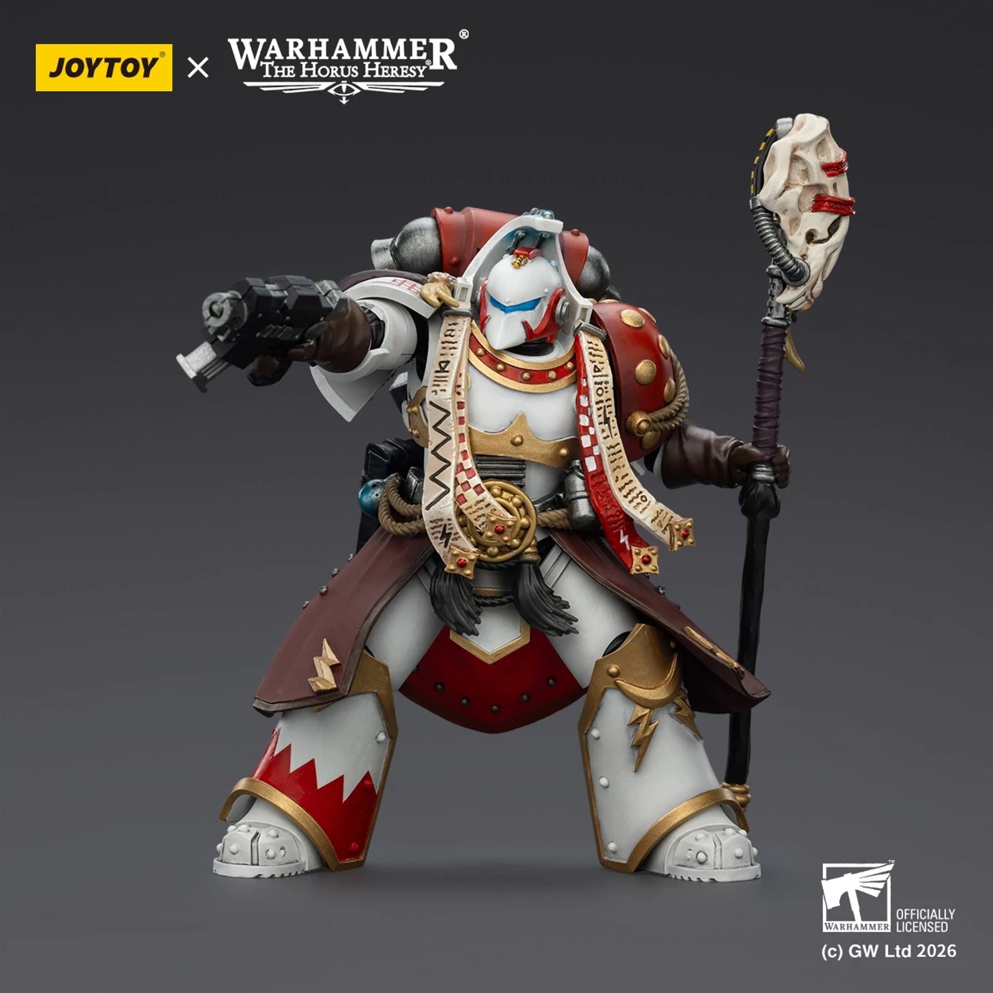 JoyToy White Scars Stormseer Consul Action Figure con Staffa