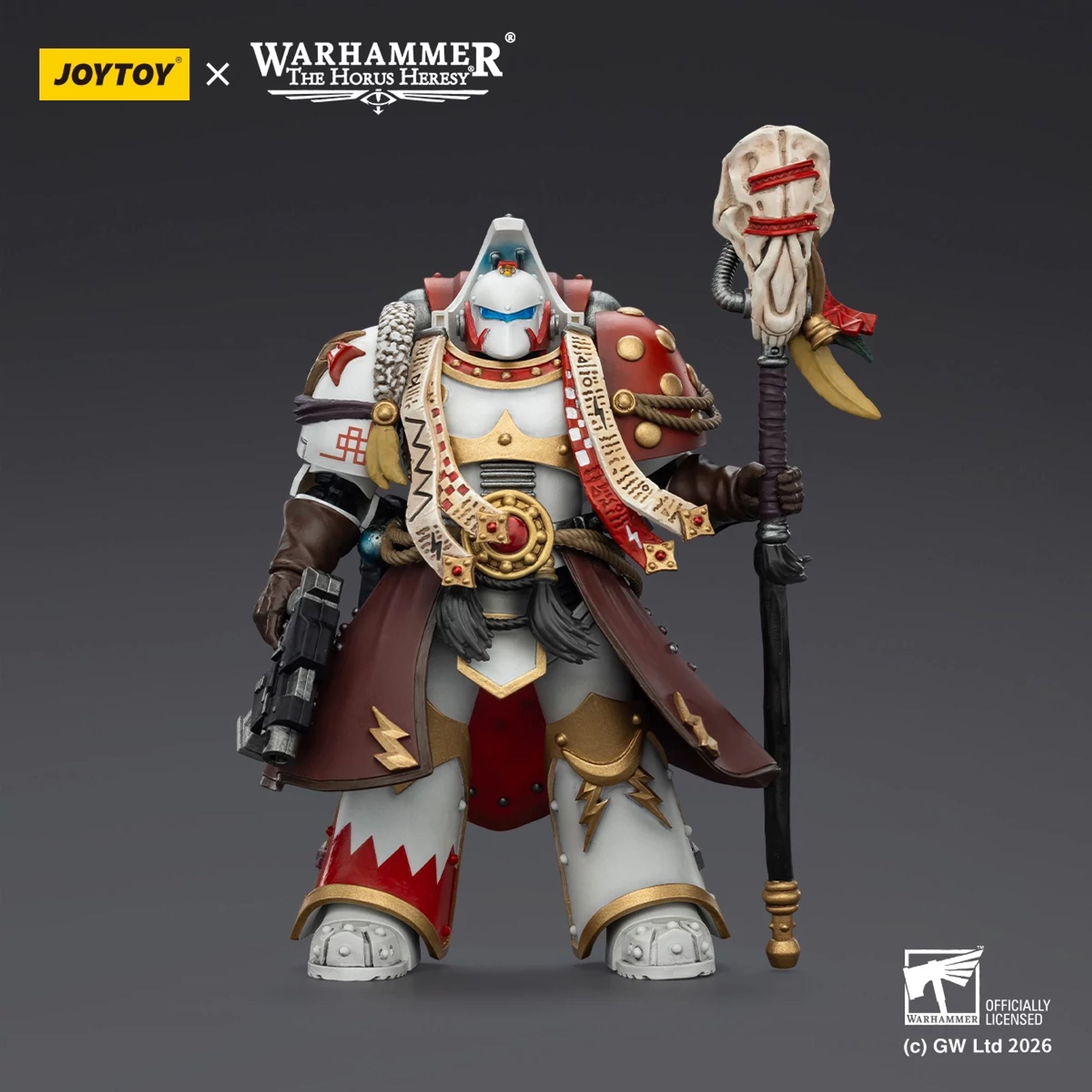 JoyToy White Scars Stormseer Consul Action Figure con Staffa