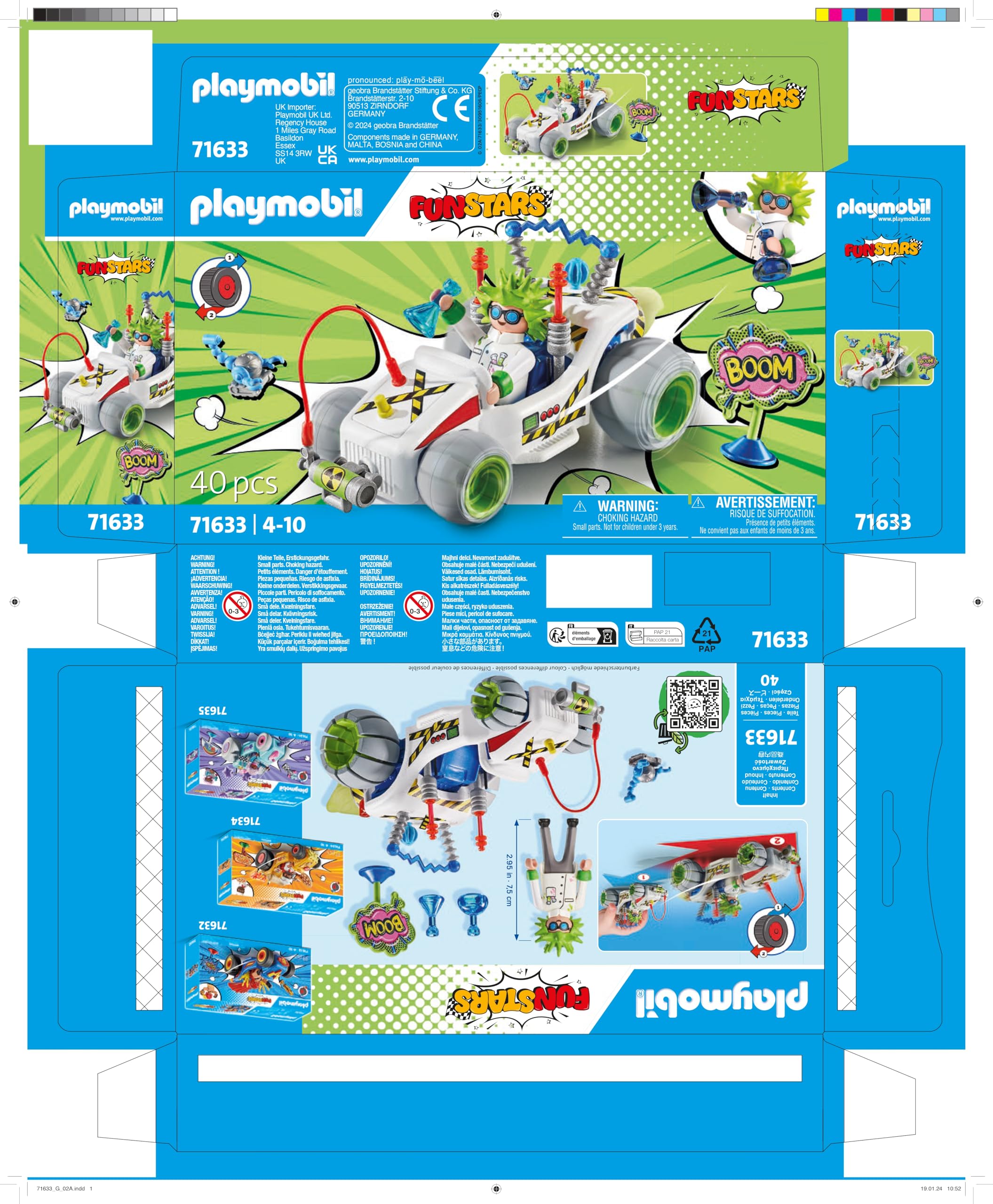 PLAYMOBIL Funstars 71633 kart Racing Professor pull-back