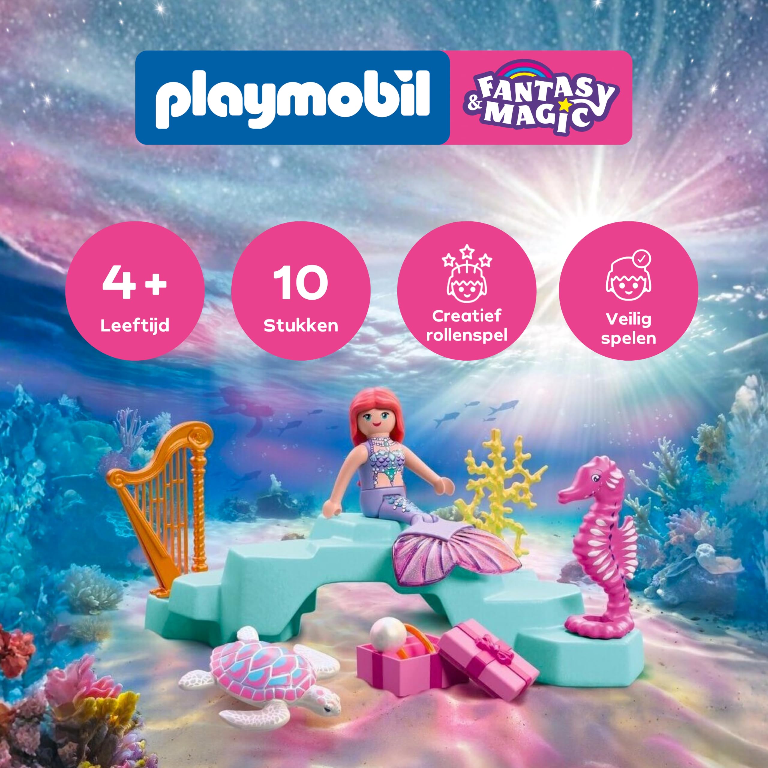 Playmobil Fantasy Magic 72107 sirena con regalo e arpa