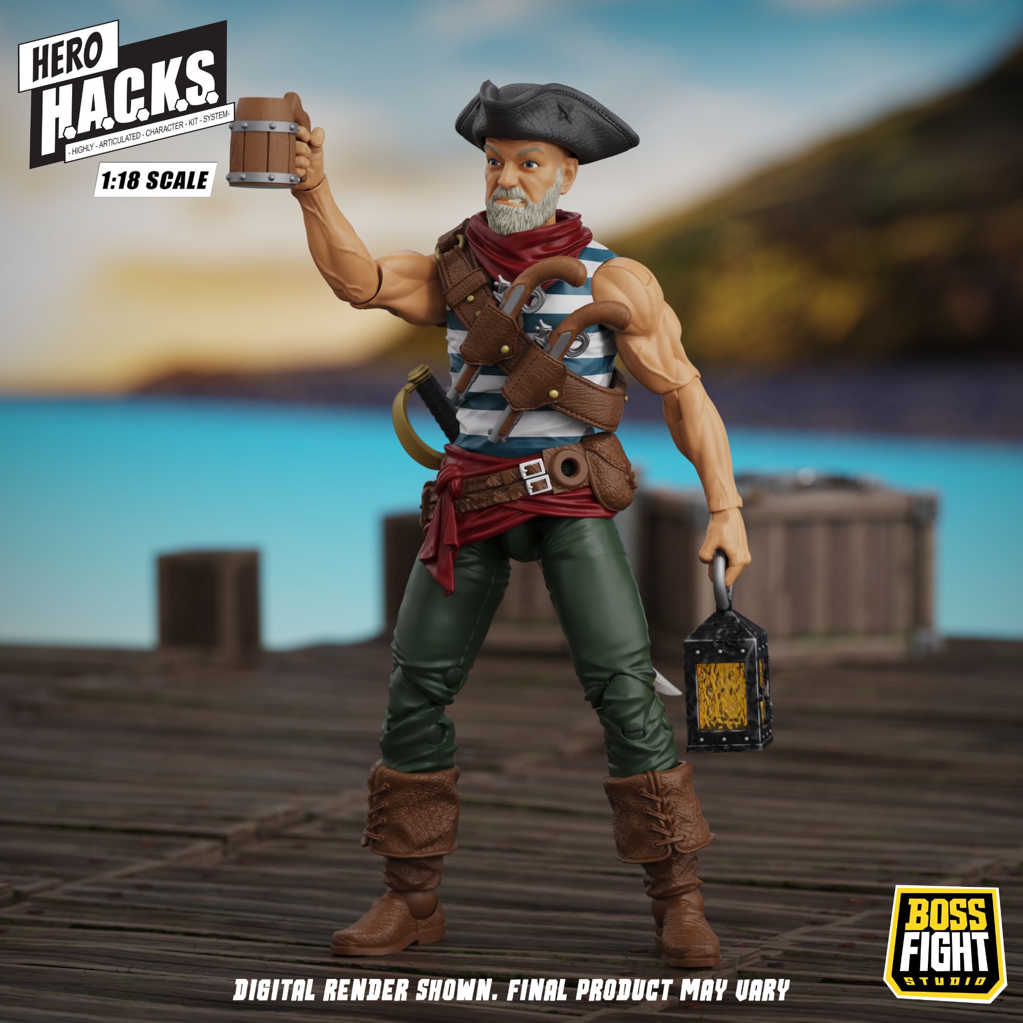 Boss Fight Hero HACKS Daniel Wright Action Figure Pirata