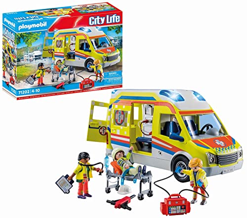 PLAYMOBIL City Life 71202 Ambulanza Giocattolo con Luci e Suoni