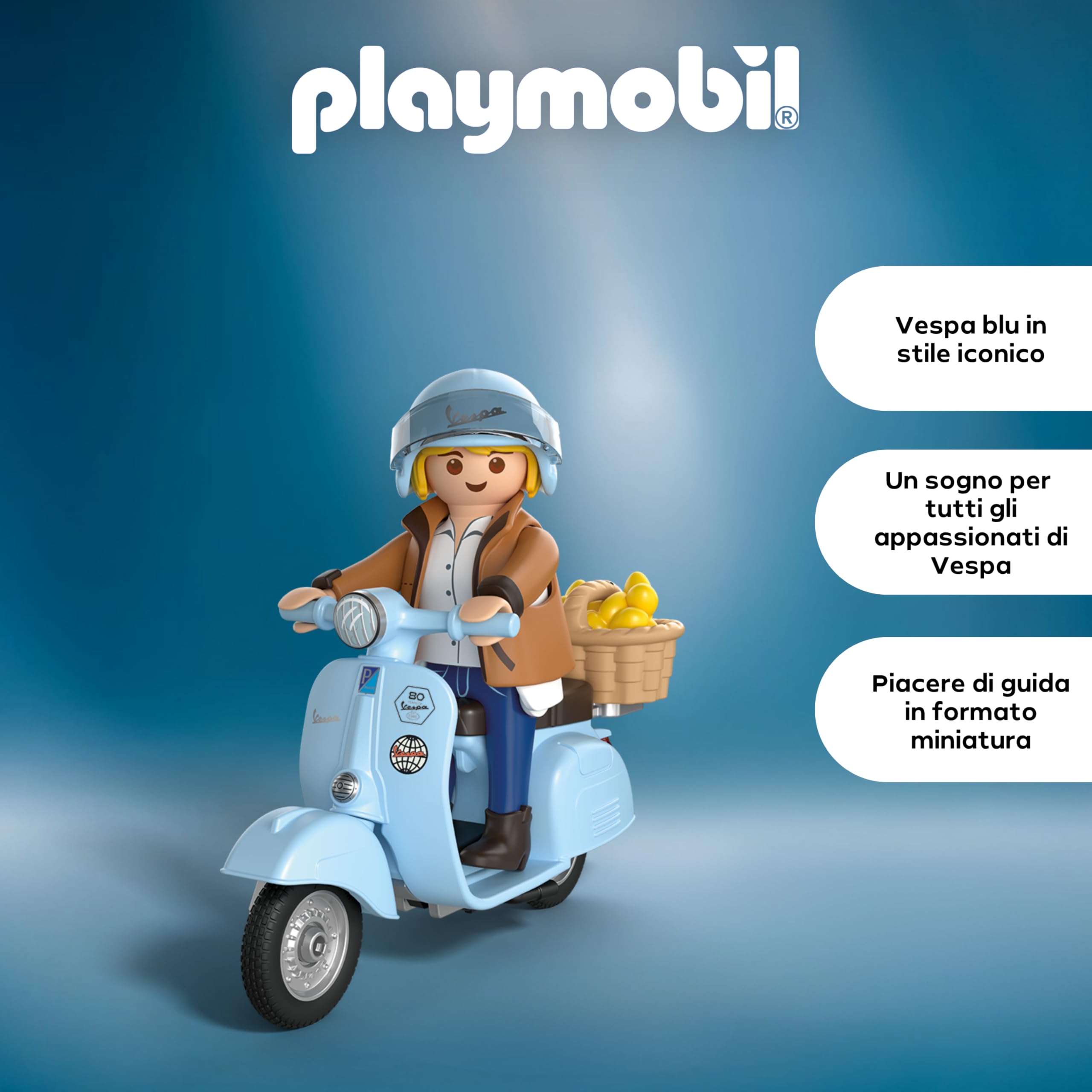 Playmobil 72284 Vespa 80 anni scooter azzurro personaggio