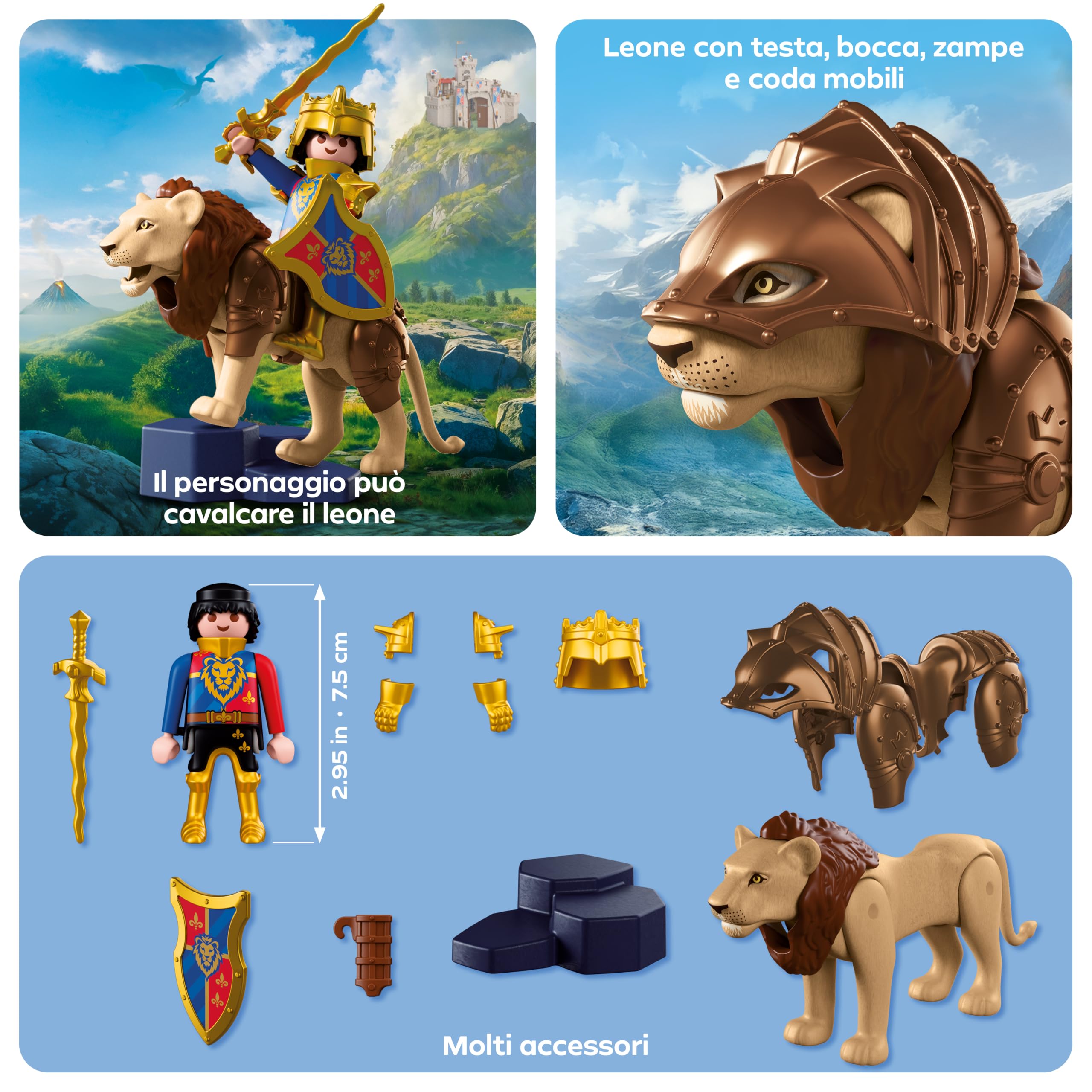 Playmobil Knights Leone Cavaliere Dorato set 72212 4+ anni
