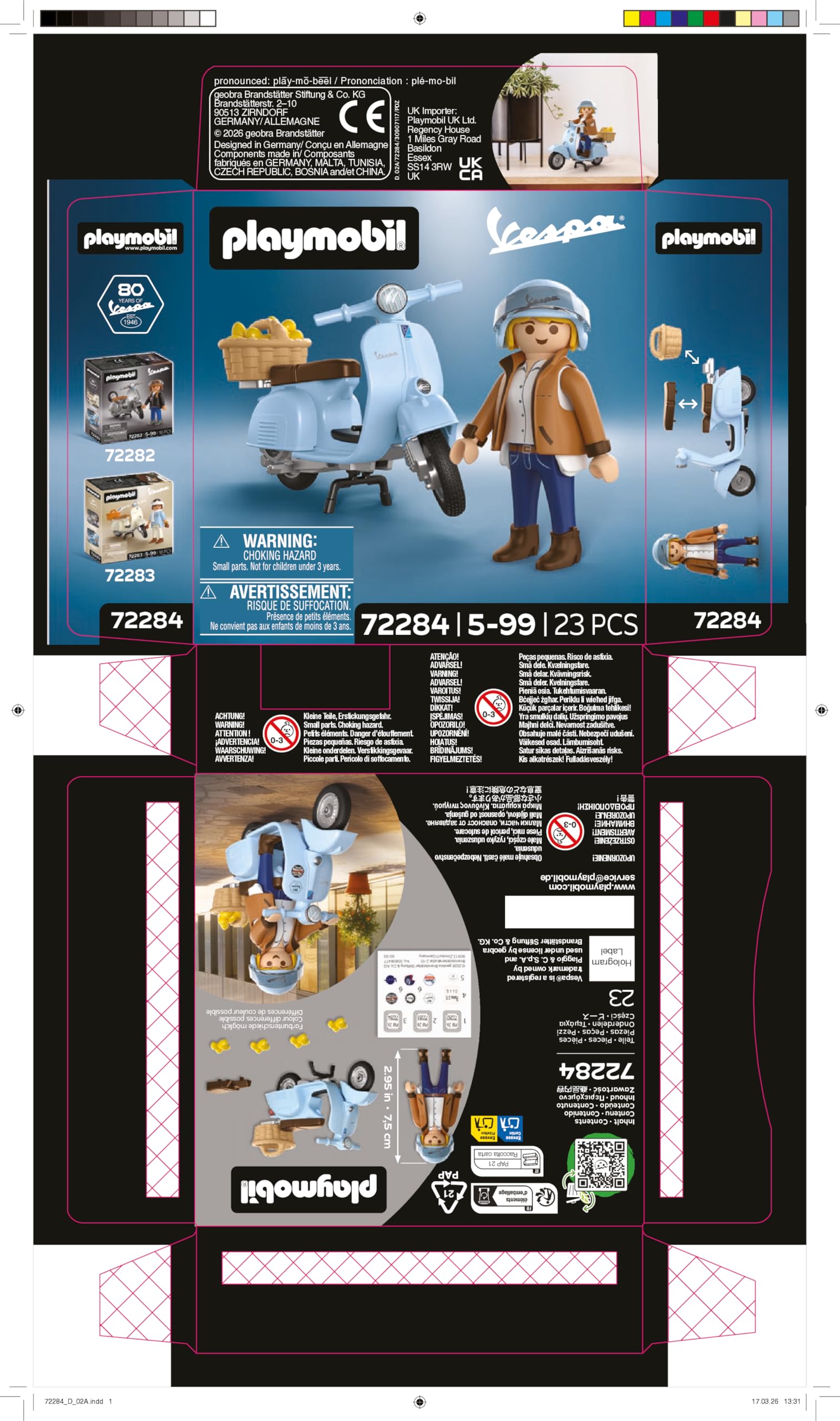 Playmobil 72284 Vespa 80 anni scooter azzurro personaggio