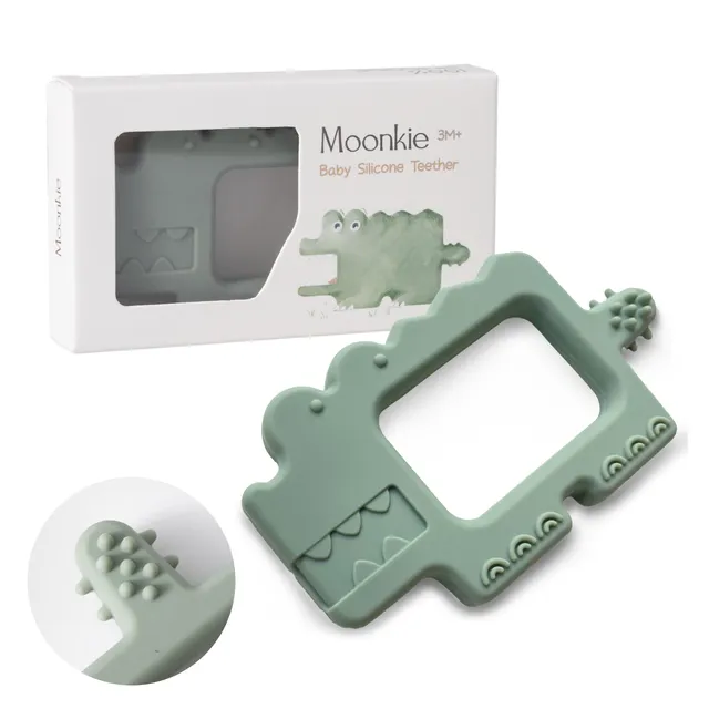 Moonkie massaggiagengive coccodrillo verde silicone senza BPA