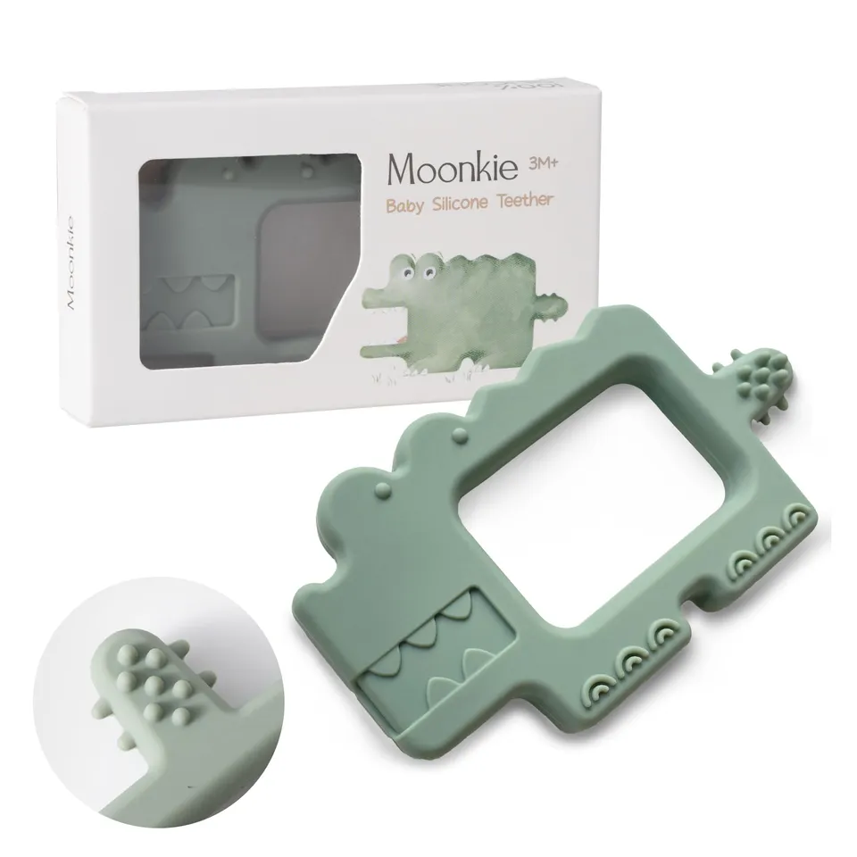 Moonkie massaggiagengive coccodrillo verde silicone senza BPA