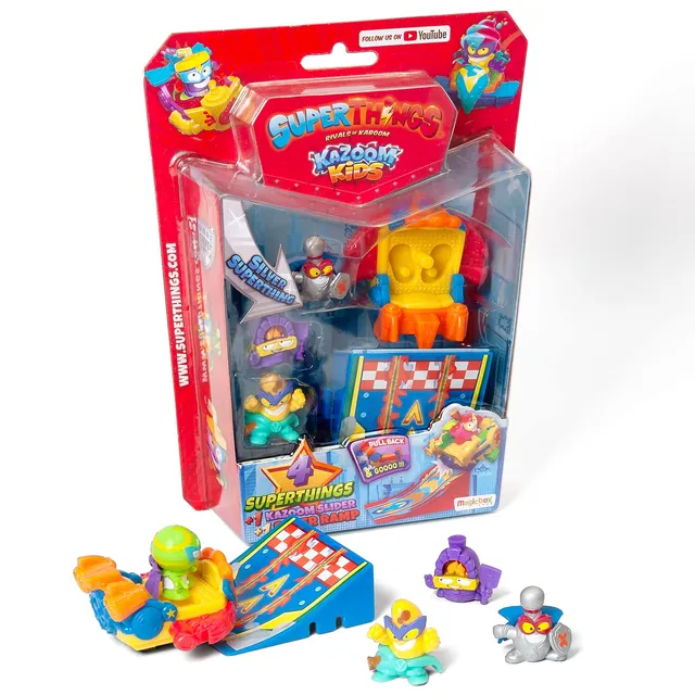 SuperThings Kazoom Kids Blister 4 personaggi capitano argentato con slider