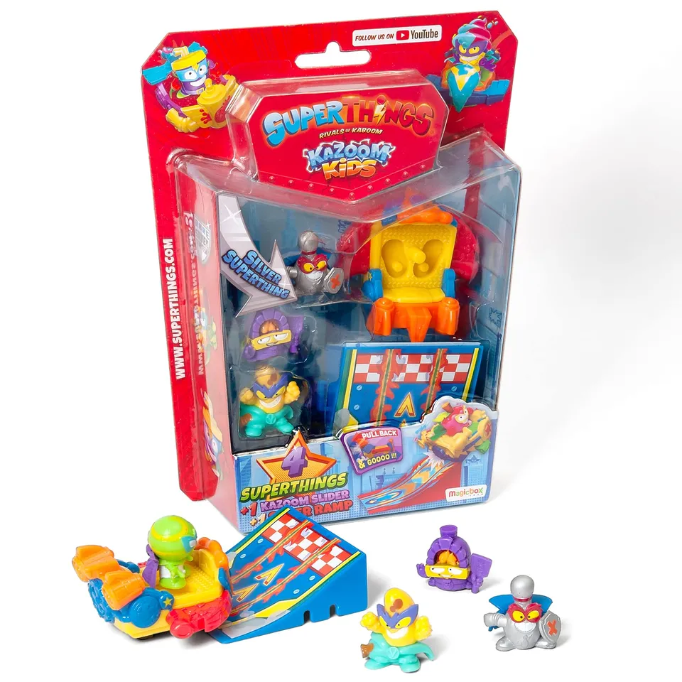 SuperThings Kazoom Kids Blister 4 personaggi capitano argentato con slider