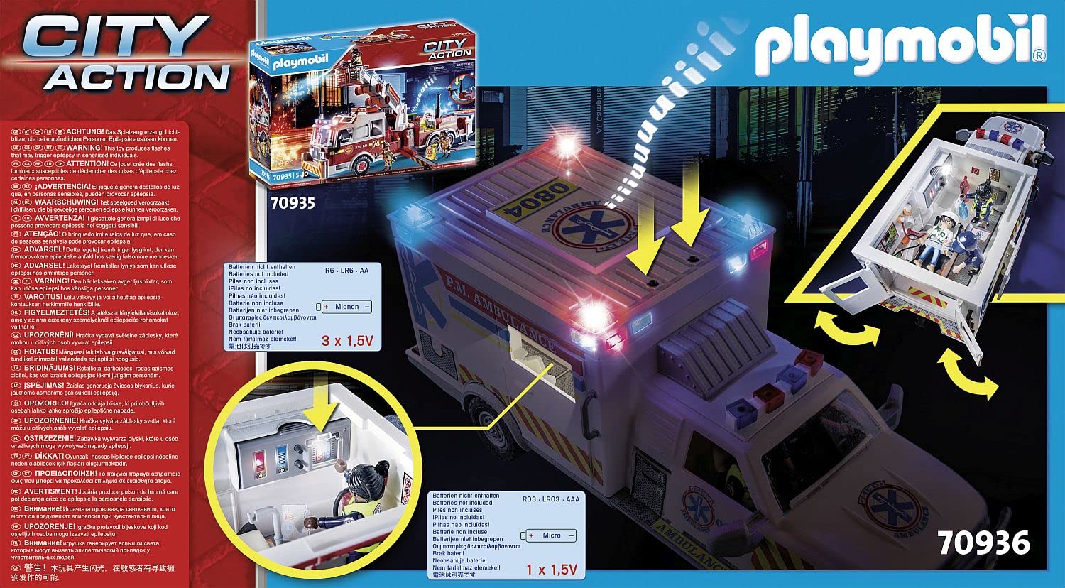 PLAYMOBIL City Action 70936 Ambulanza Americana con Luci e Suoni