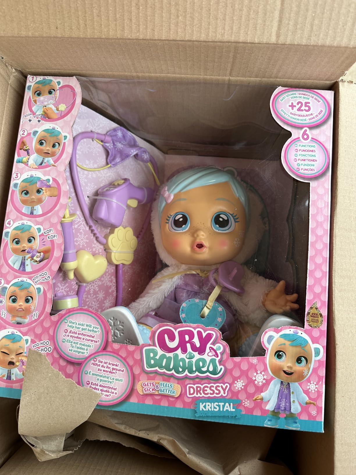 Cry Babies Dressy Kristal Bambola Interattiva che Piange