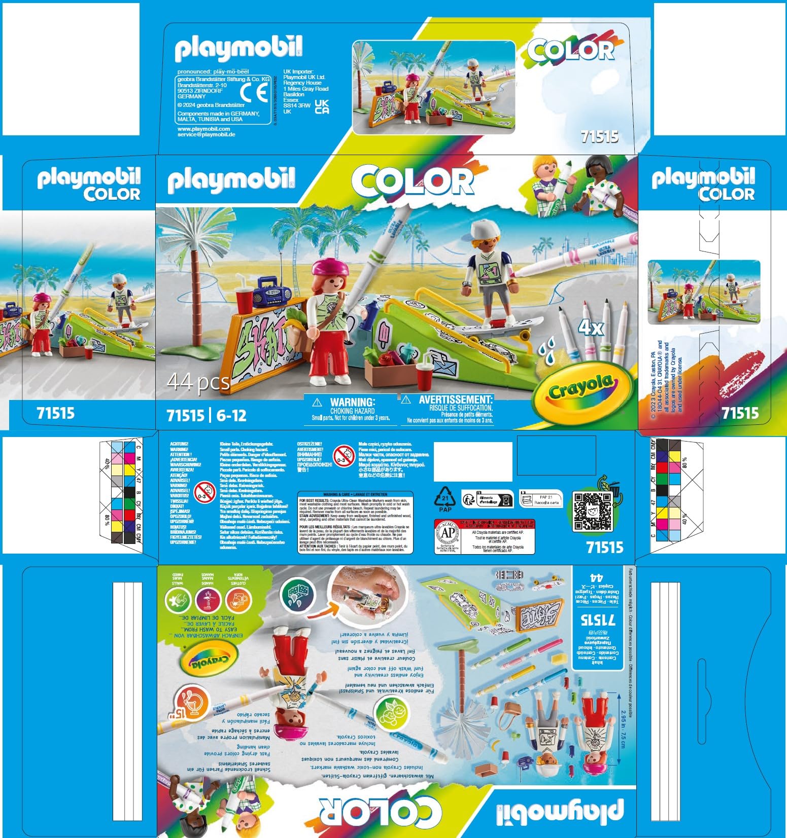 Playmobil Color 71515 skatepark da colorare con pennarelli 6 anni
