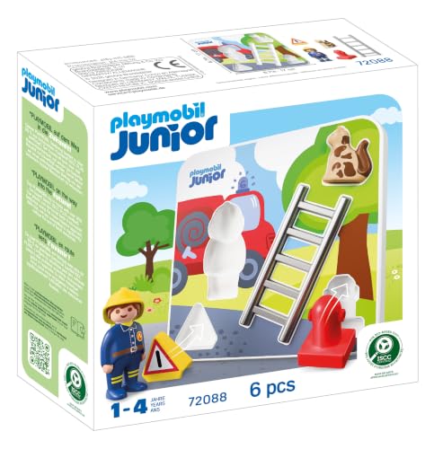 PLAYMOBIL Junior 72088 puzzle pompieri legno 5 pezzi