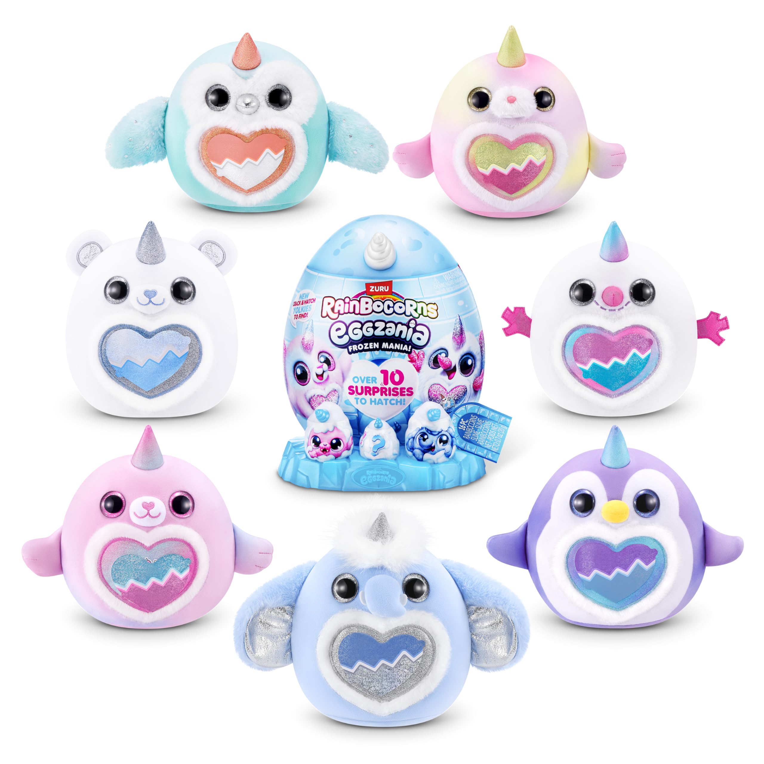 Rainbocorns Eggzania Frozencorn Peluche Blu Bianco Frostine
