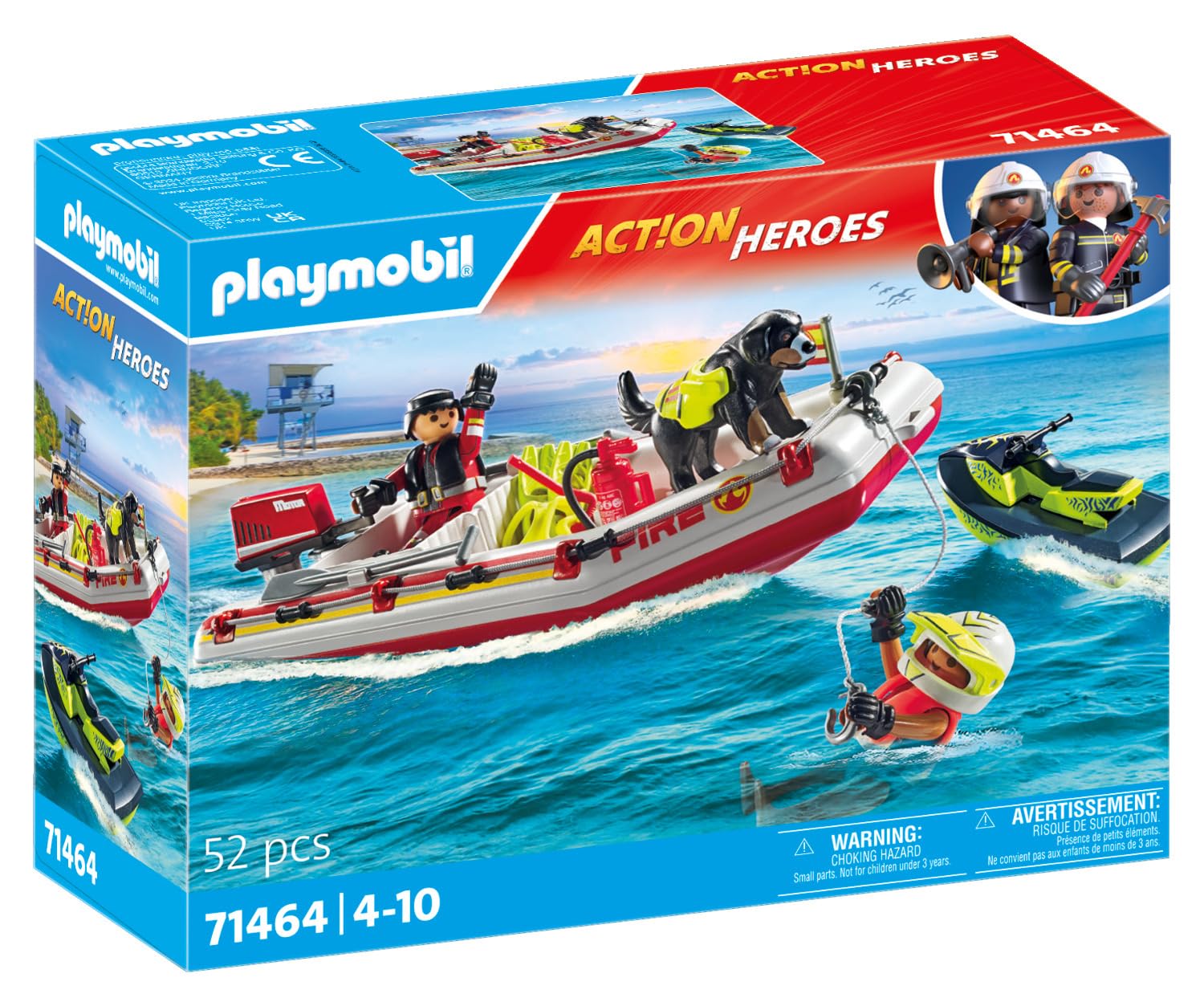 PLAYMOBIL Action Heroes 71464 Barca Pompieri Gommone Gioco