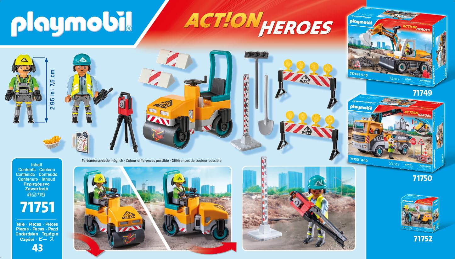 Playmobil Action Heroes 71751 cantiere stradale giocattolo