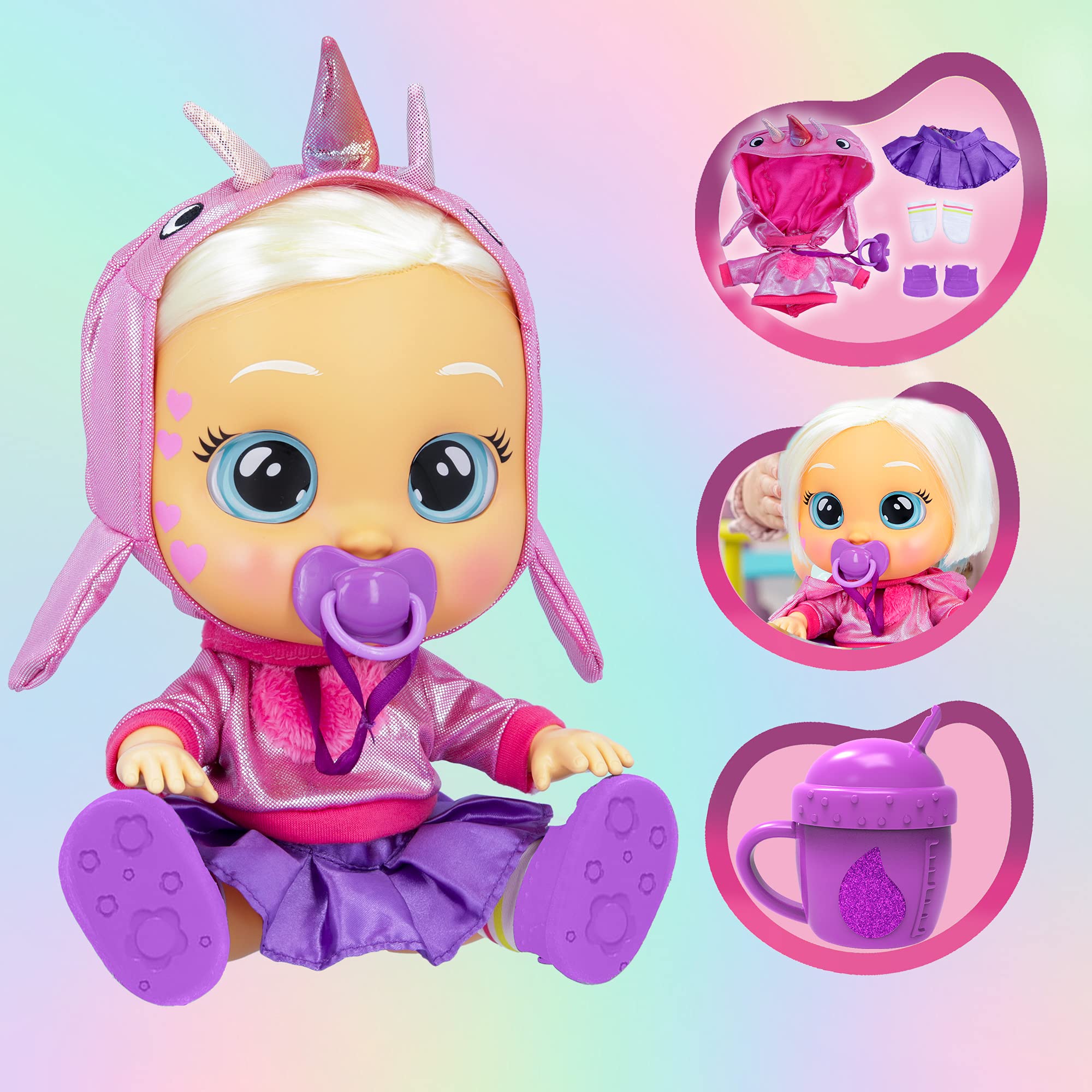 Imc Toys Cry Babies Kiss Me Stella bambola narvalo rosa arrossisce