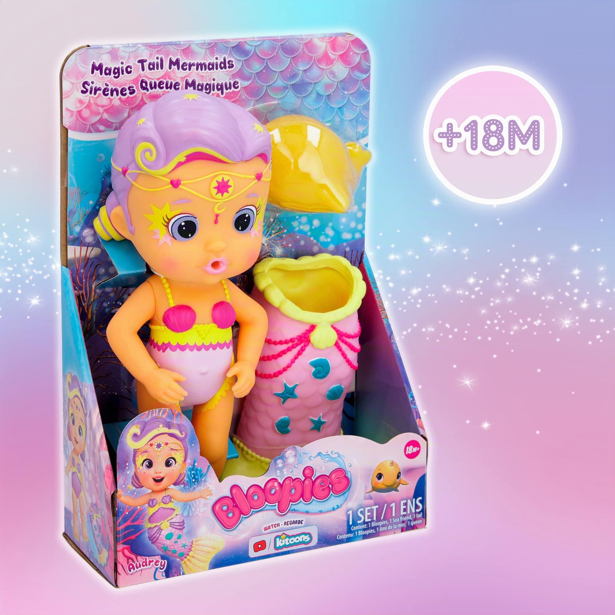 Bloopies Sirenetta Audrey bambola bagnetto coda cambia colore