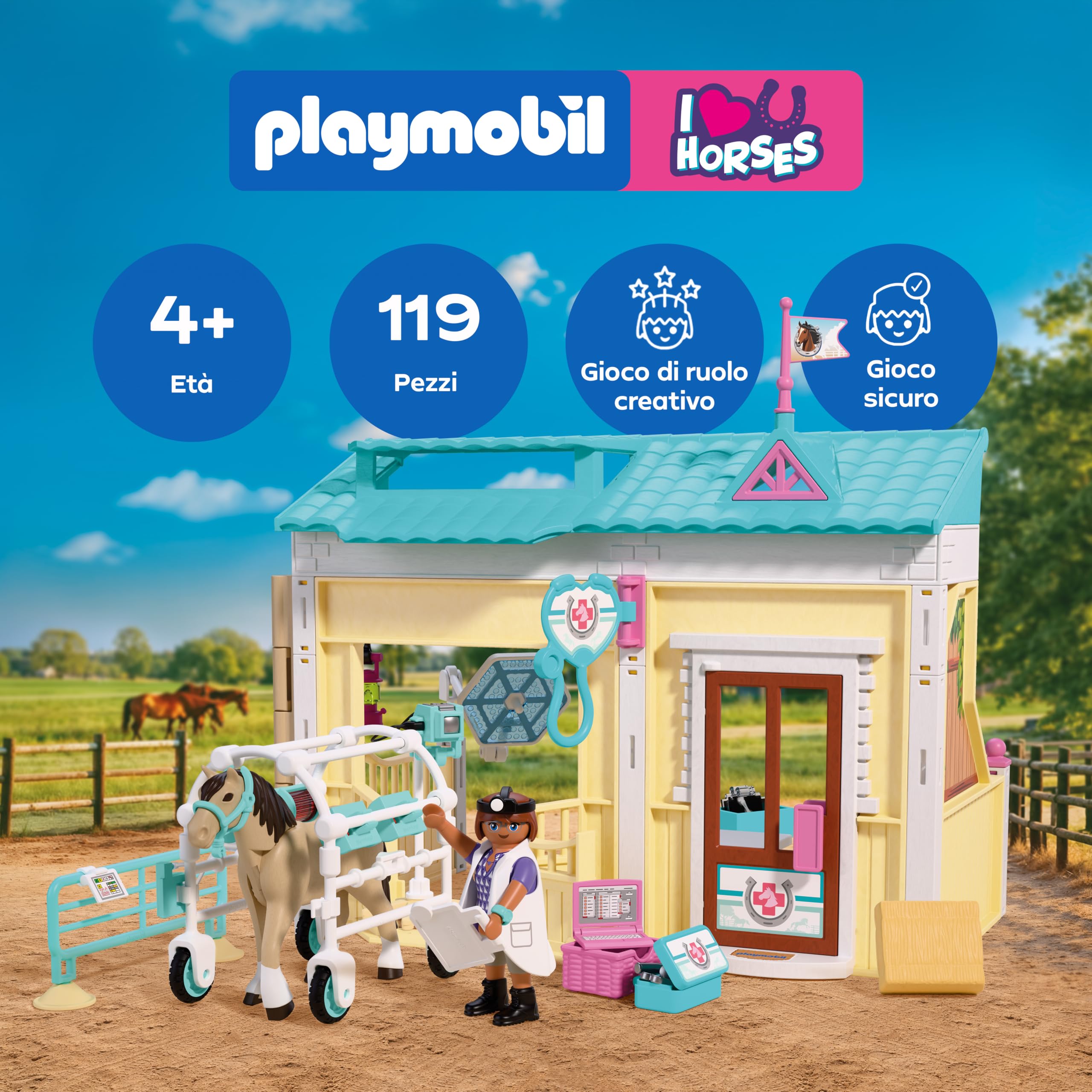 Playmobil I Love Horses 72128 clinica veterinaria con cavallo
