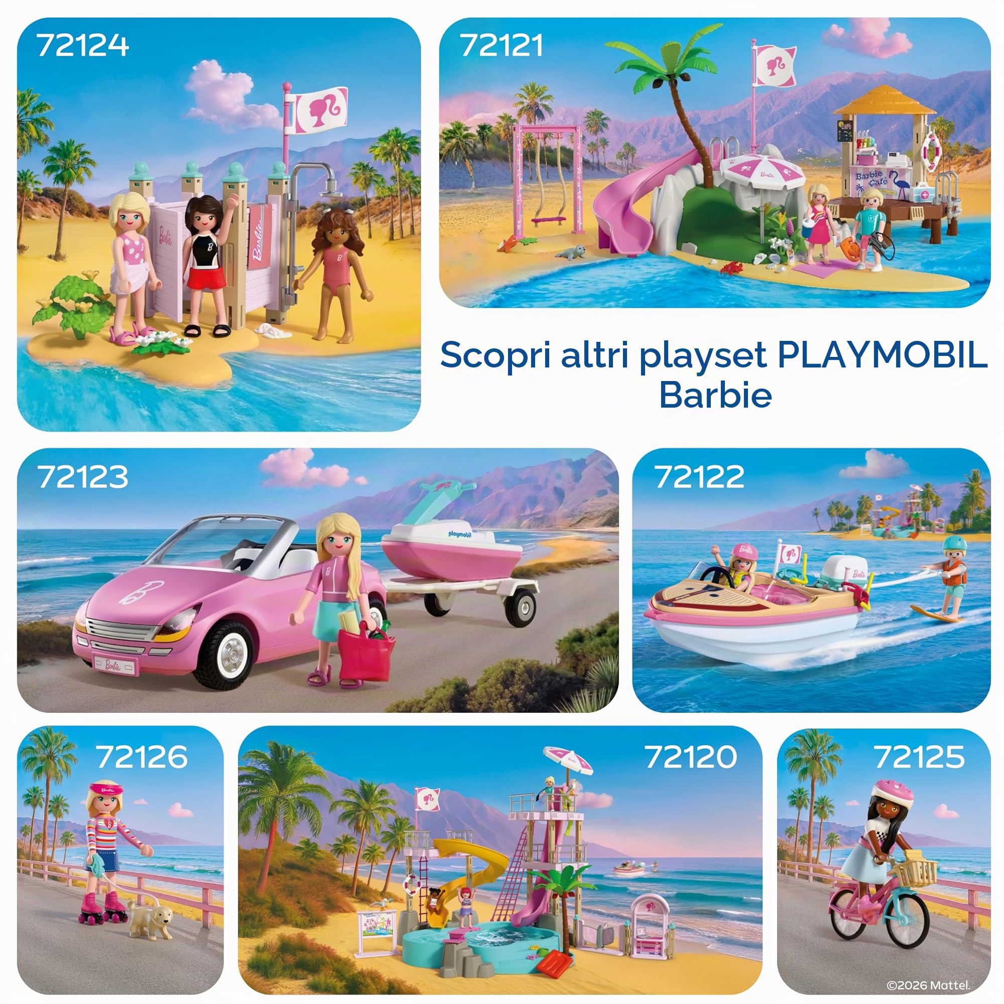 Playmobil Barbie 72126 playset pattini Malibu con Taffy