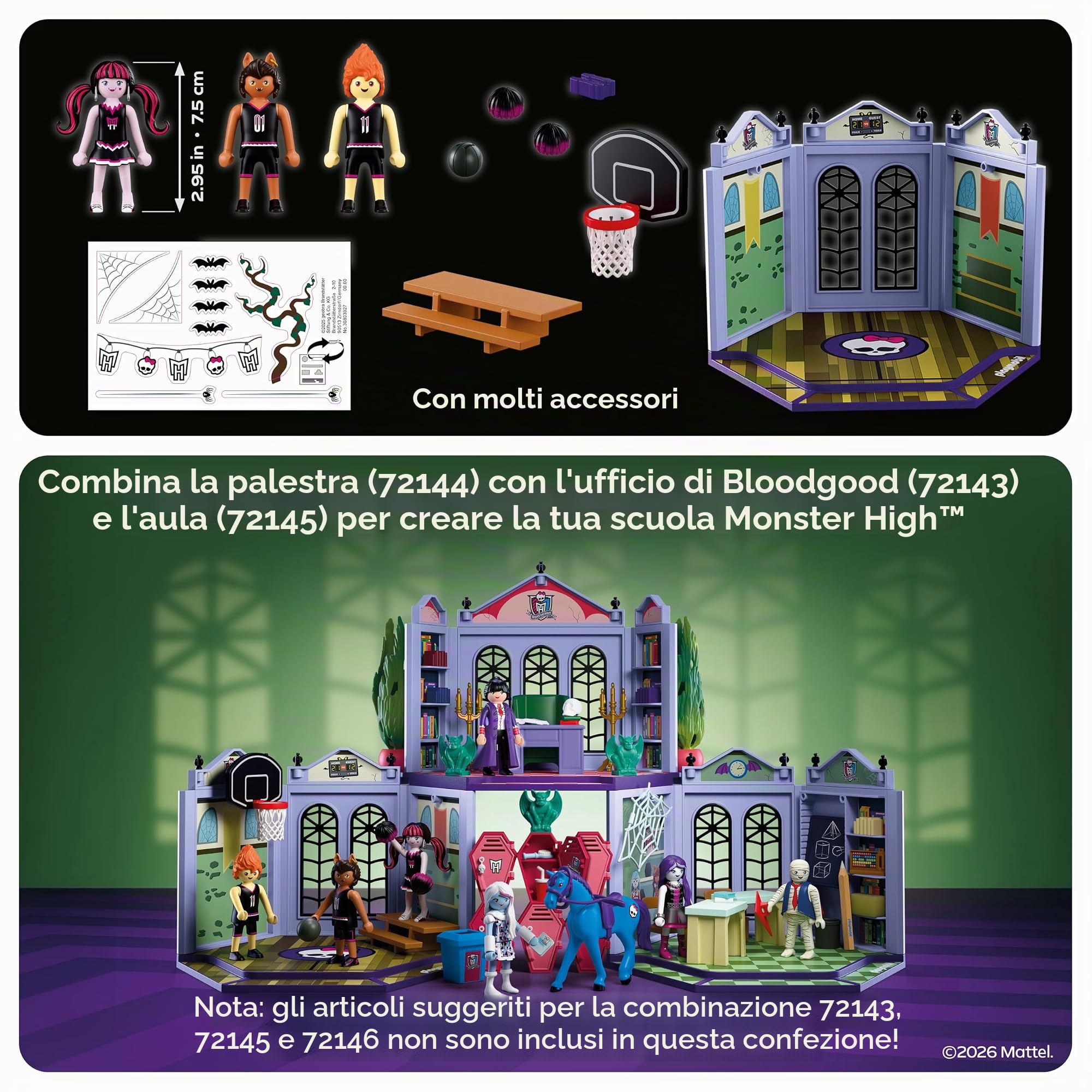 Playmobil Monster High 72144 Palestra con basket e Draculaura