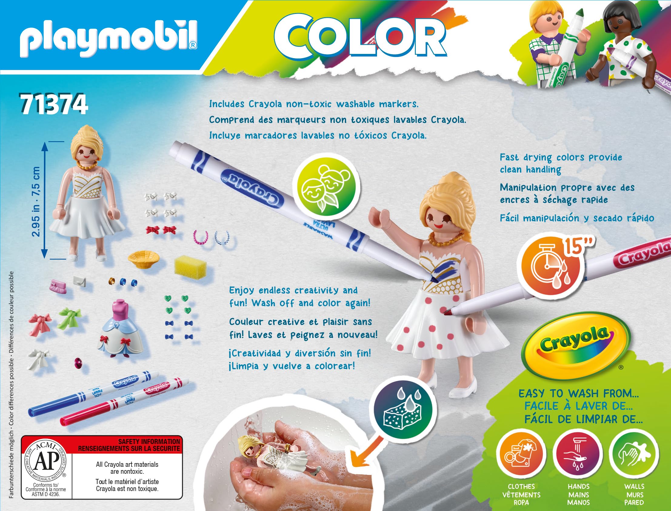 Playmobil Color 71374 Fashion Designer playset pennarelli lavabili