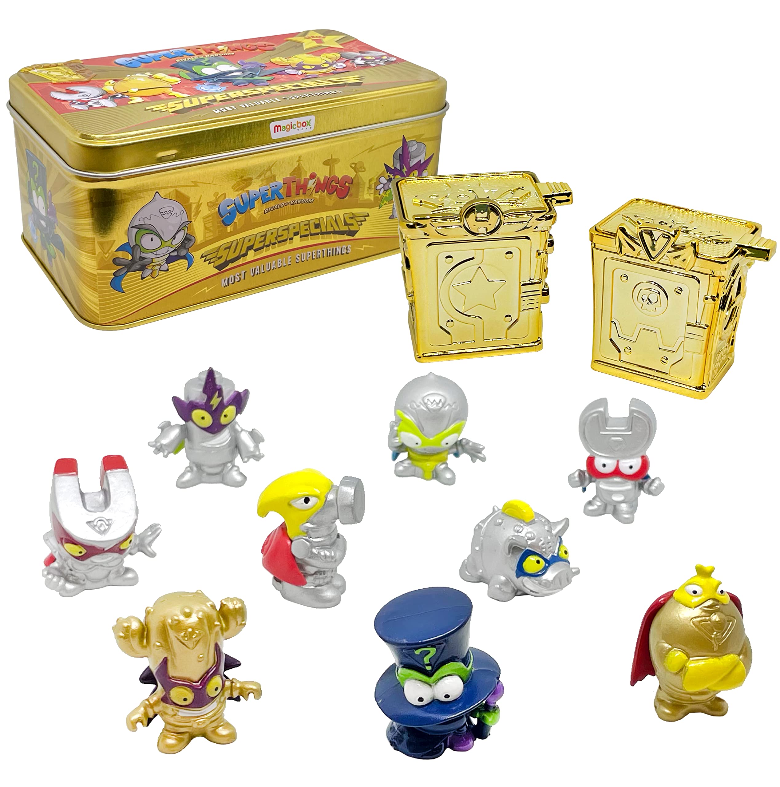 SUPERTHINGS Serie 1 Scatola Latta Gold con 9 Personaggi