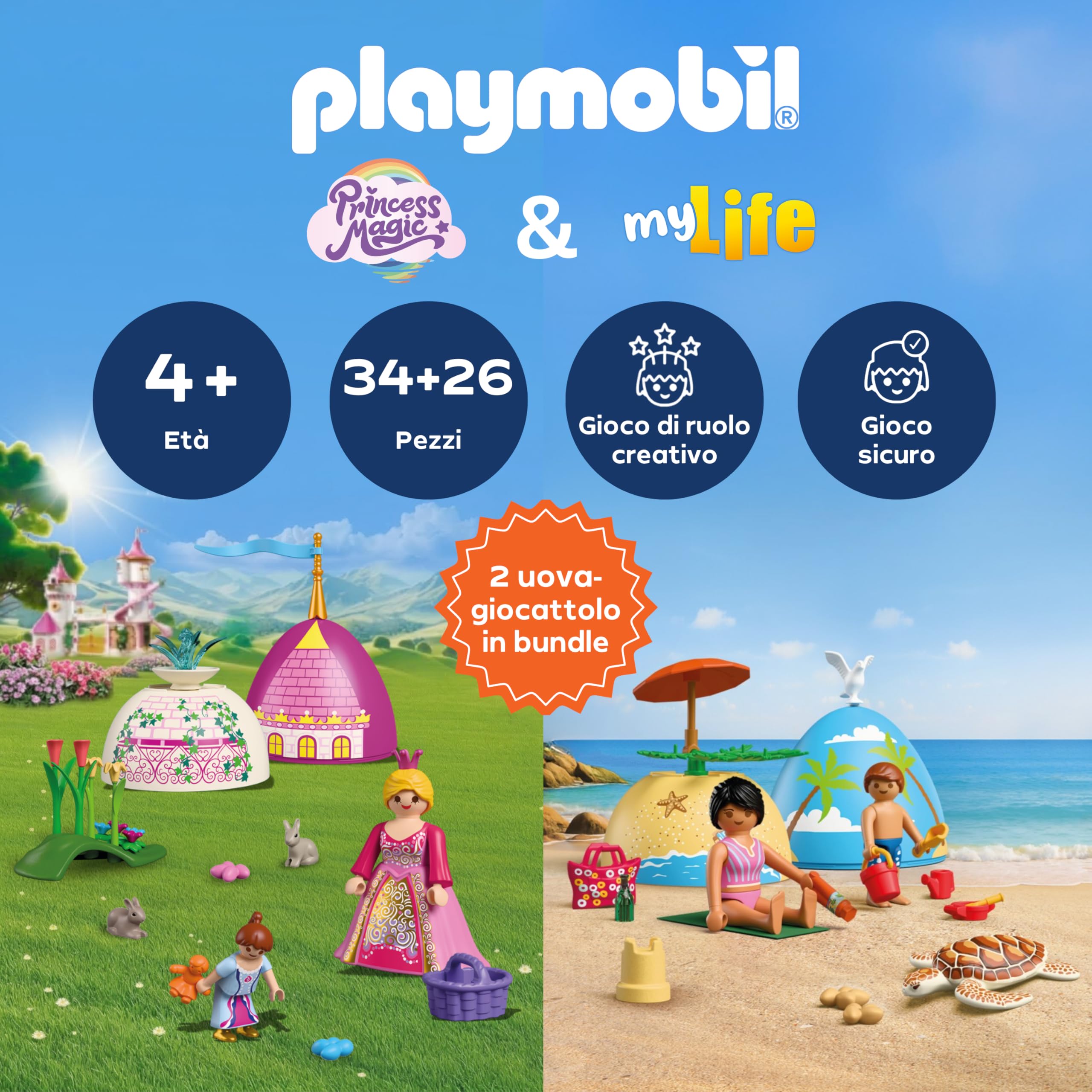Playmobil 210448 principessa e spiaggia 2 uova sorpresa