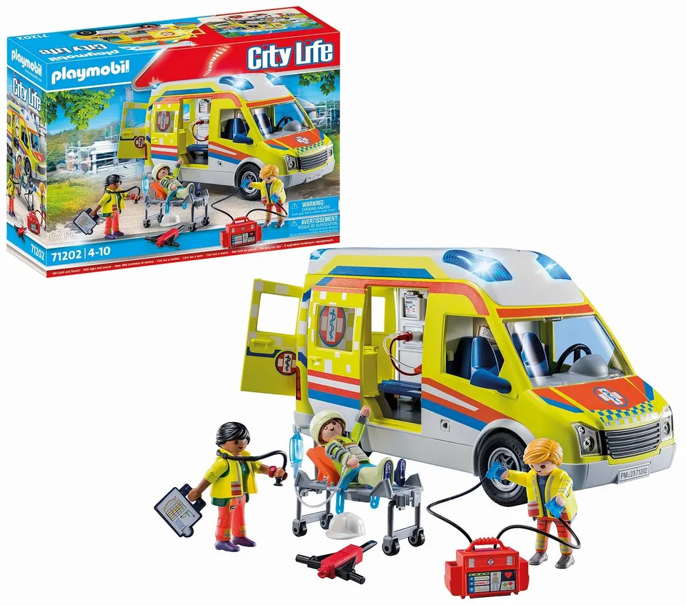 PLAYMOBIL City Life 71202 Ambulanza Giocattolo con Luci e Suoni