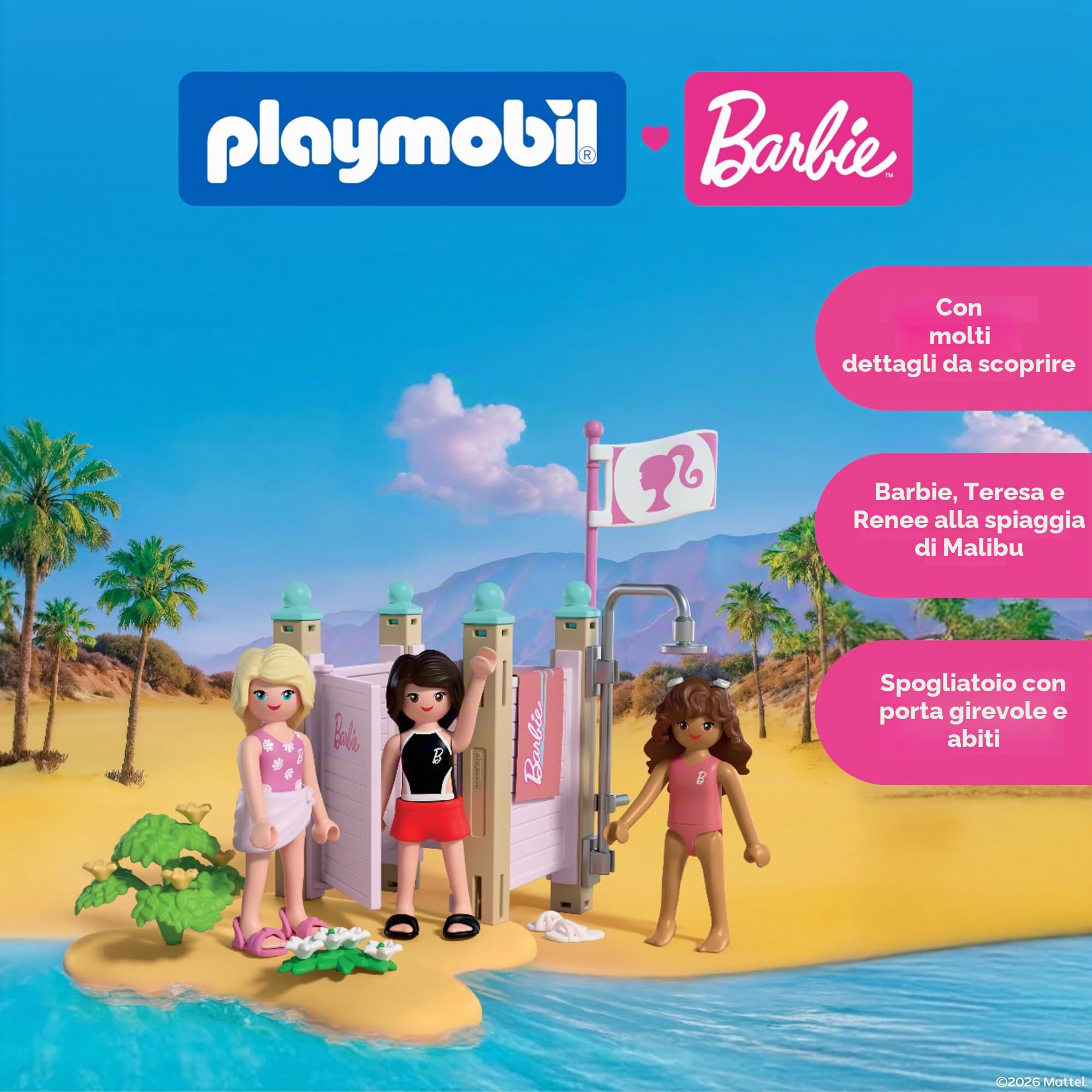PLAYMOBIL Barbie cabina spiaggia con doccia e 3 personaggi