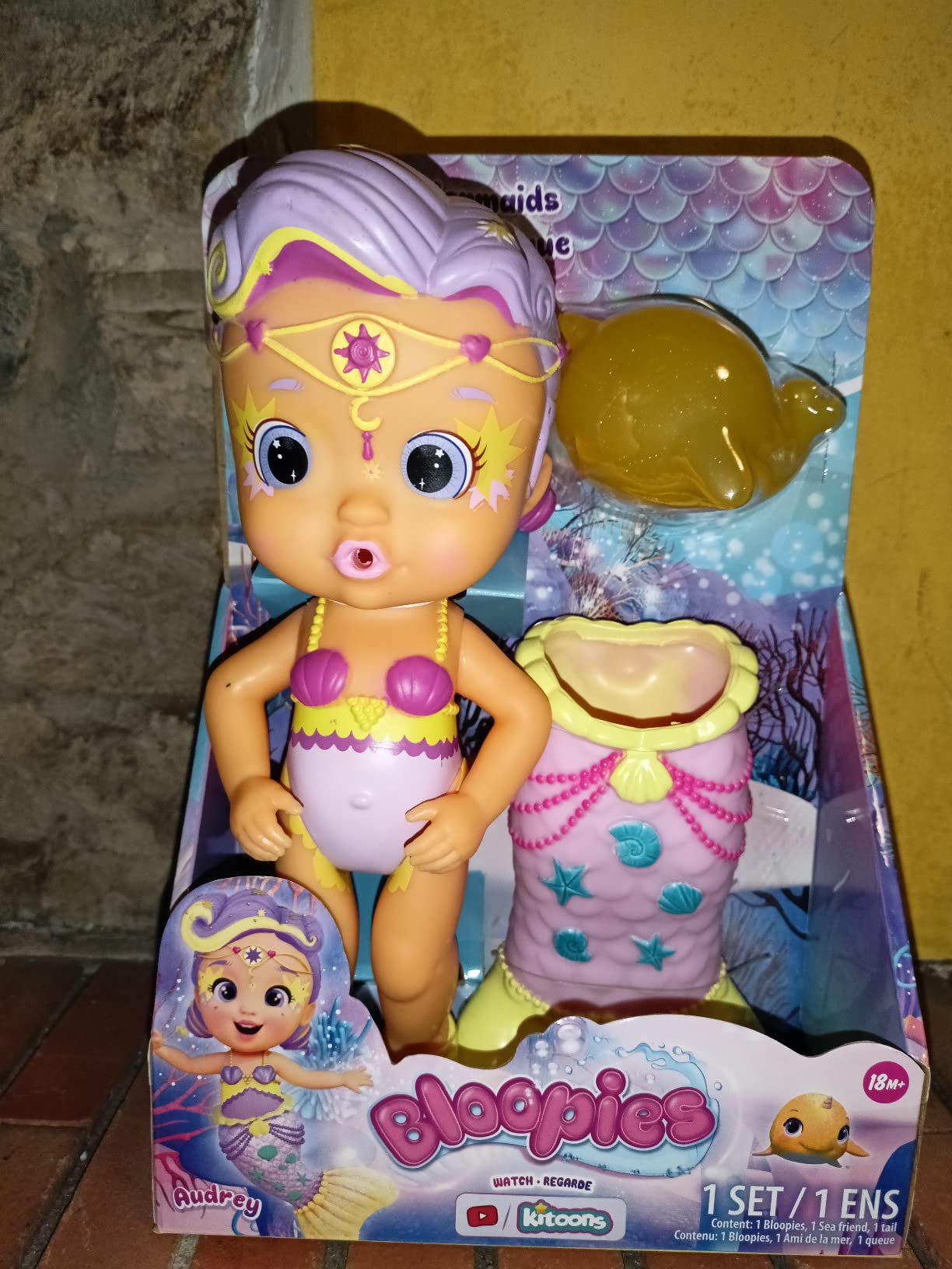 Bloopies Sirenetta Audrey bambola bagnetto coda cambia colore