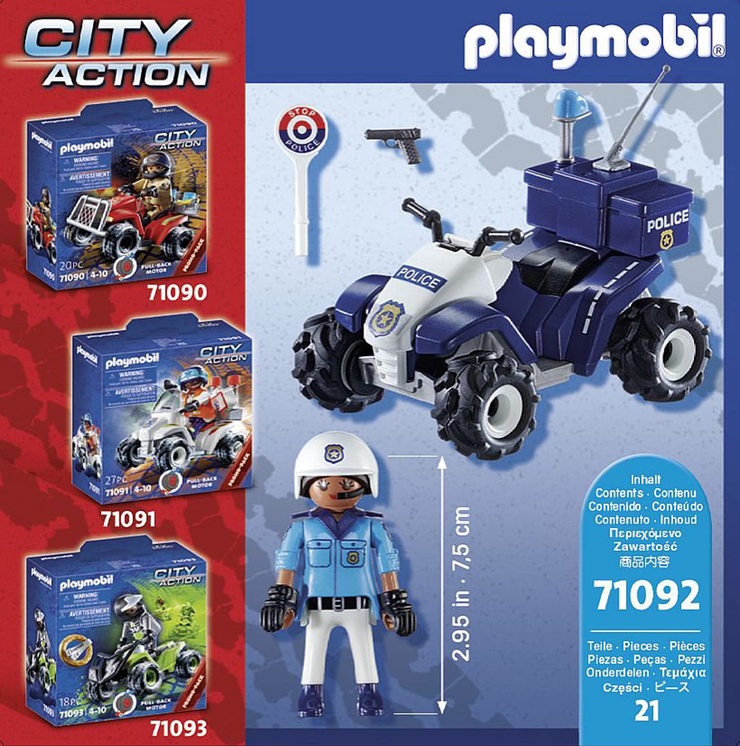 PLAYMOBIL City Action 71092 Quad Polizia pull-back