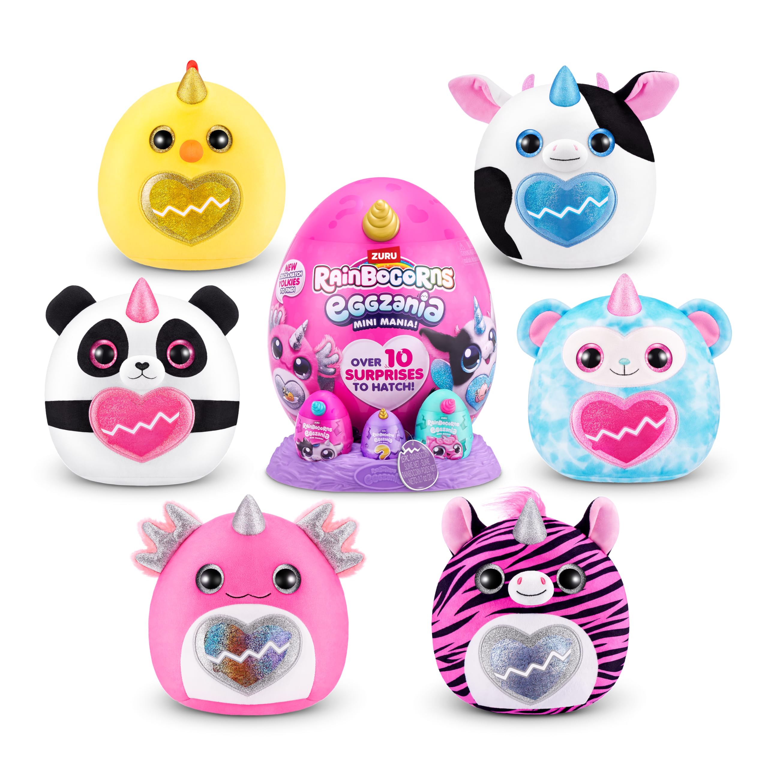 Rainbocorns Eggzania Mini Mania Cow mucca peluche 10 sorprese