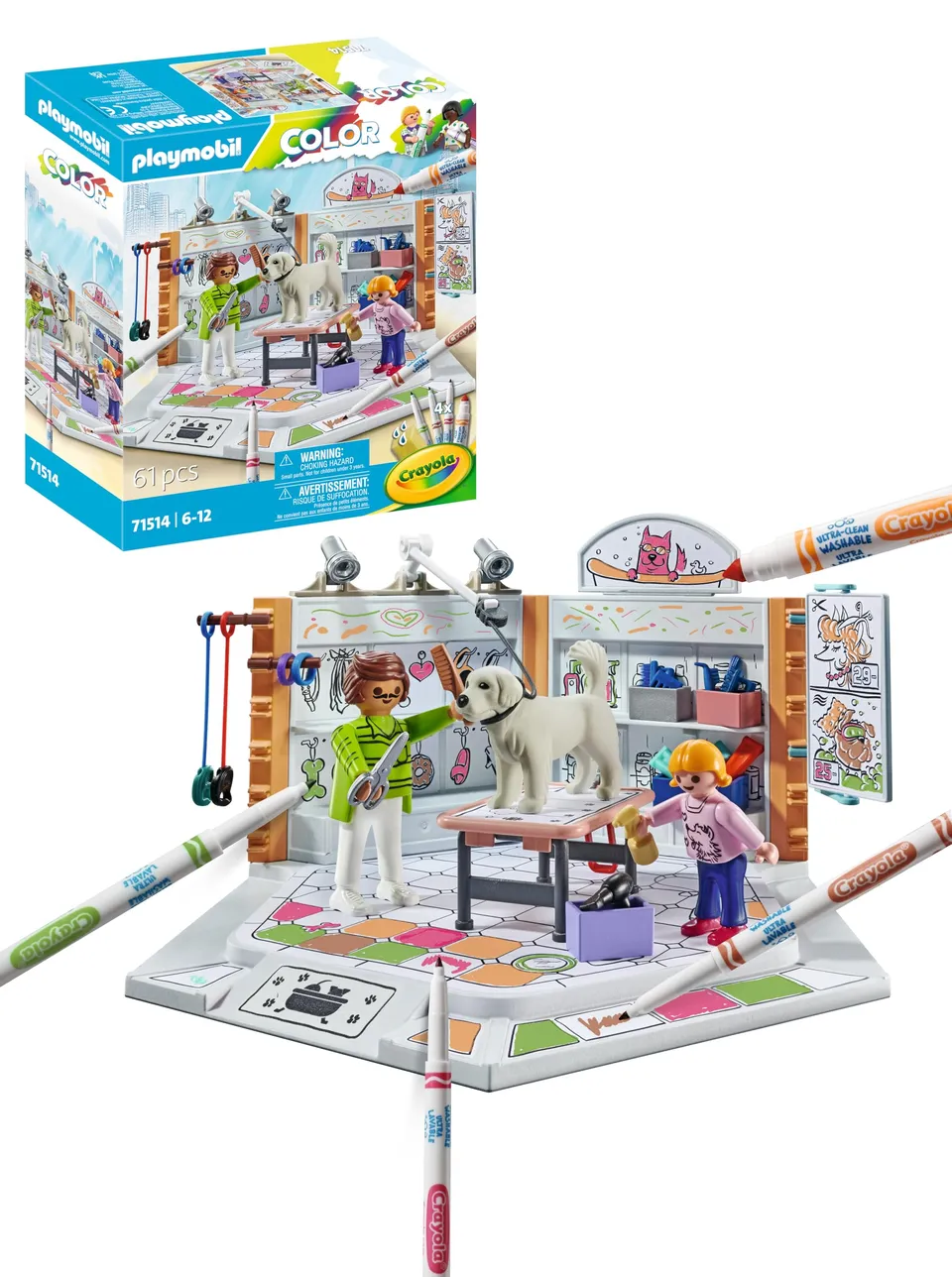PLAYMOBIL Color 71514 Dog Beauty Center Playset Cani Lavabile